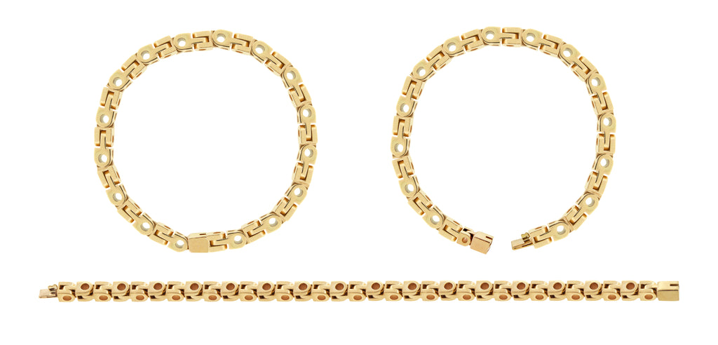 LUIS MORAIS 14k yellow gold bike chain link bracelet. Men's standard size 7.5.  -Please note this piece is made-to-order, therefore resulting in a longer processing time. For more information please contact Customer Service.
