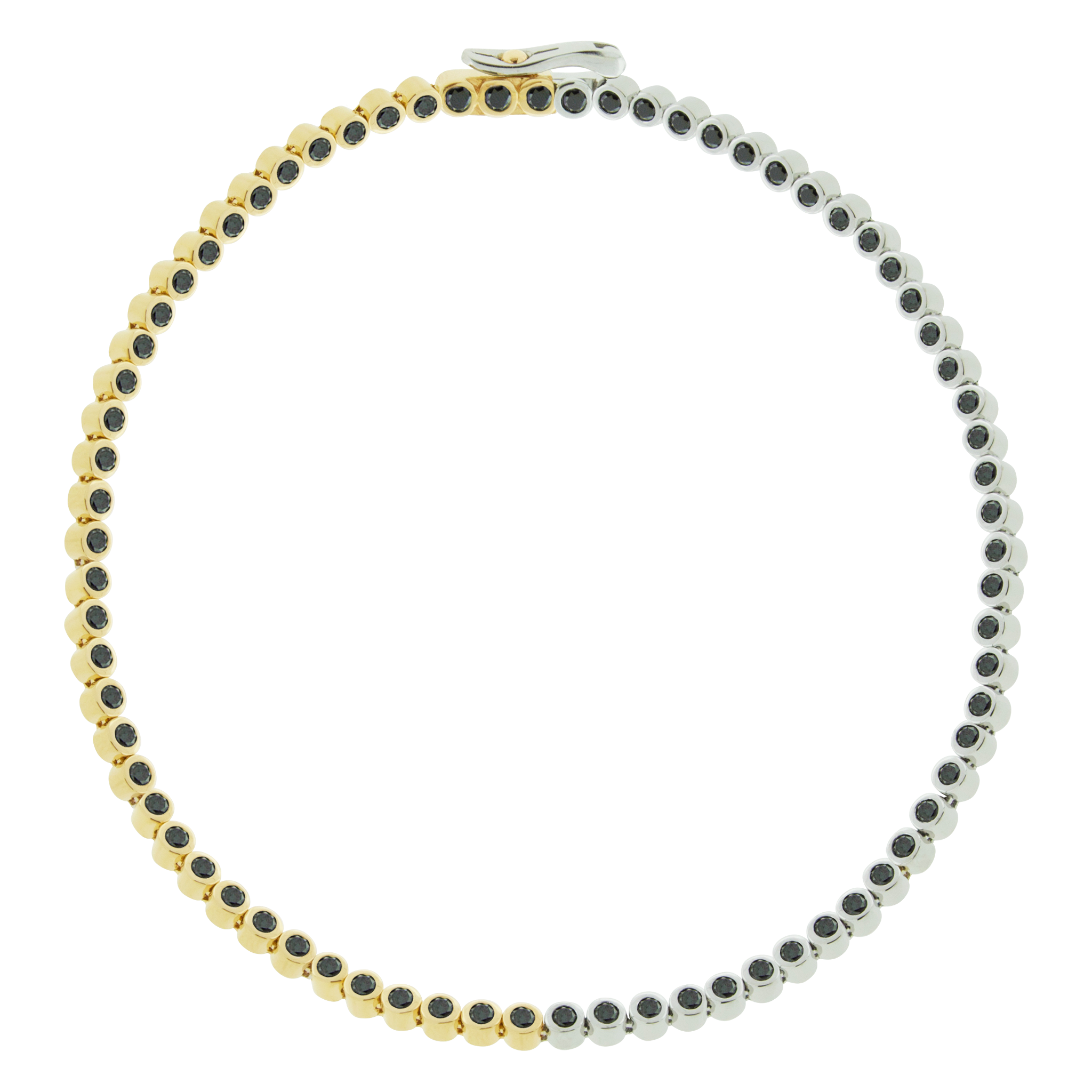 <p><span>LUIS MORAIS 14K yellow gold and white gold tennis bracelet with black diamonds. </span></p> <ul> <li></li> </ul>