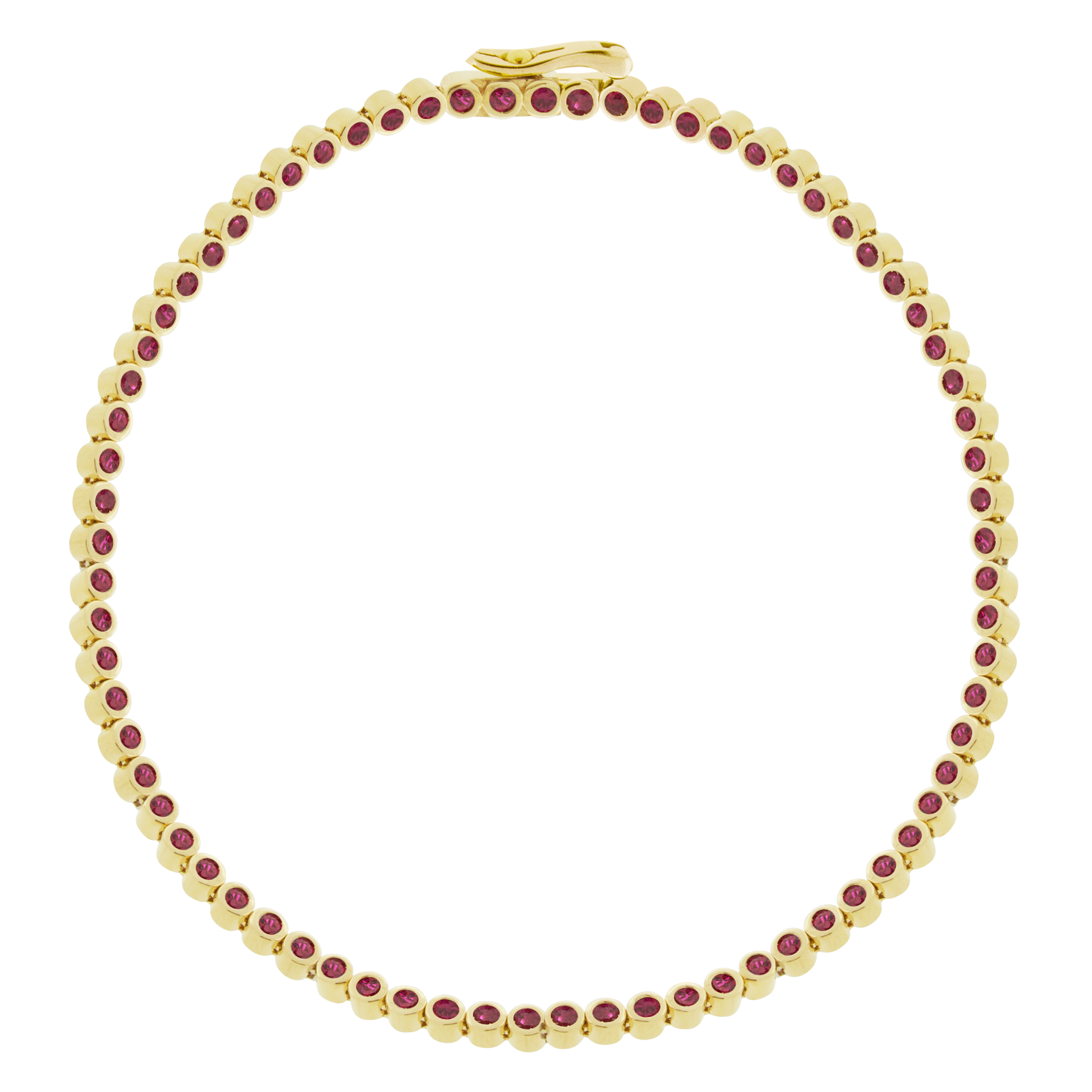 <p><span>LUIS MORAIS 14K yellow gold tennis bracelet with rubies. </span></p> <ul> <li></li> </ul>