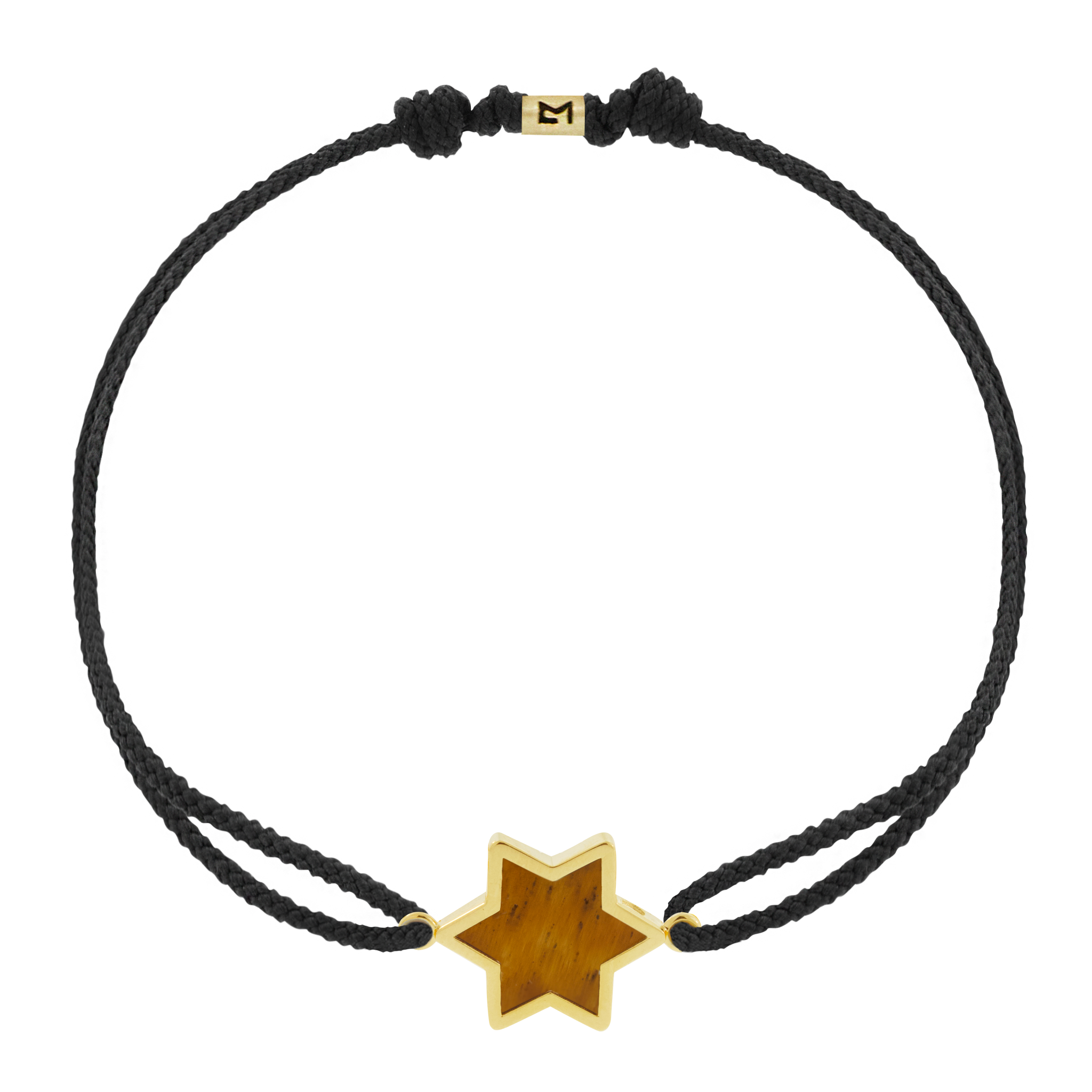 Framed Tiger's Eye Star on cord bracelet
