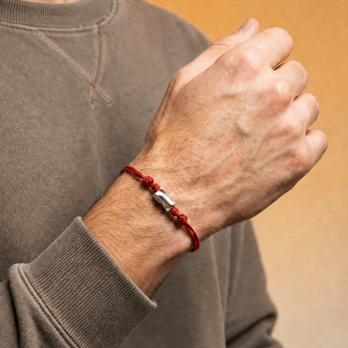 Long White Gold Drill Bit on Red Cord Bracelet – LUIS MORAIS