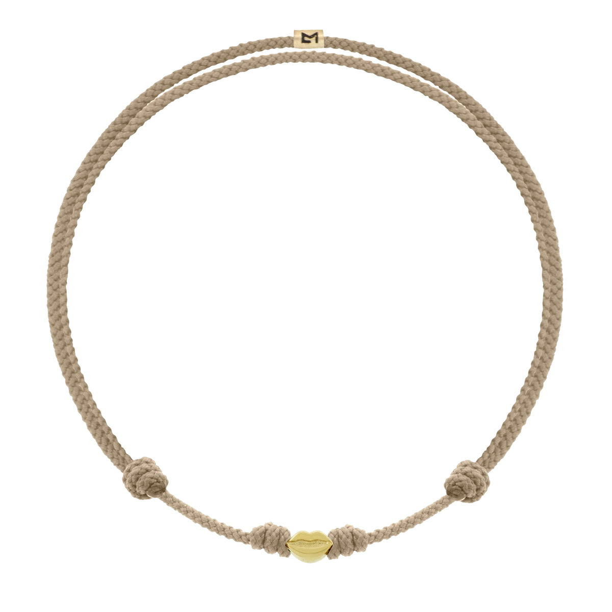Gold Lips on Taupe Cord Bracelet – LUIS MORAIS