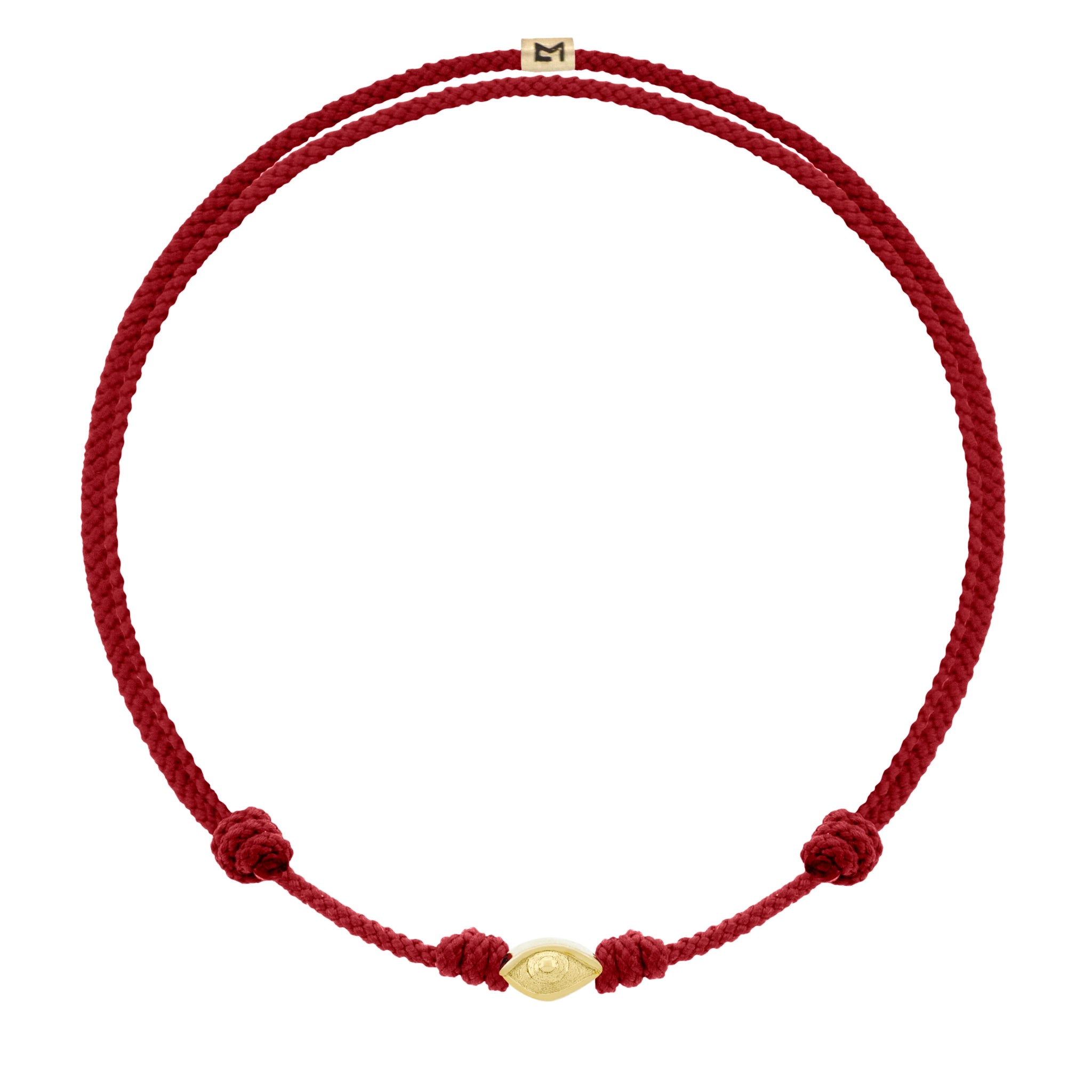 LUIS MORAIS 14k yellow gold mini symbol on an adjustable cord bracelet.