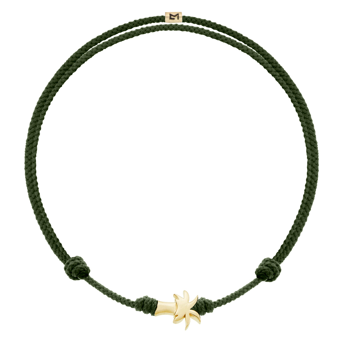 Gold Palm Tree on Pine Cord Bracelet