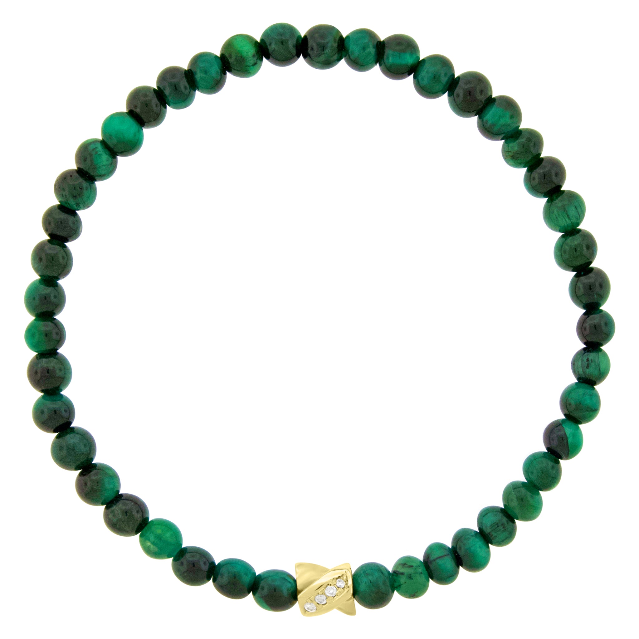 LUIS MORAIS 14k yellow gold small double sided drill beaded bracelet features white diamonds on one side and black diamonds on the other.