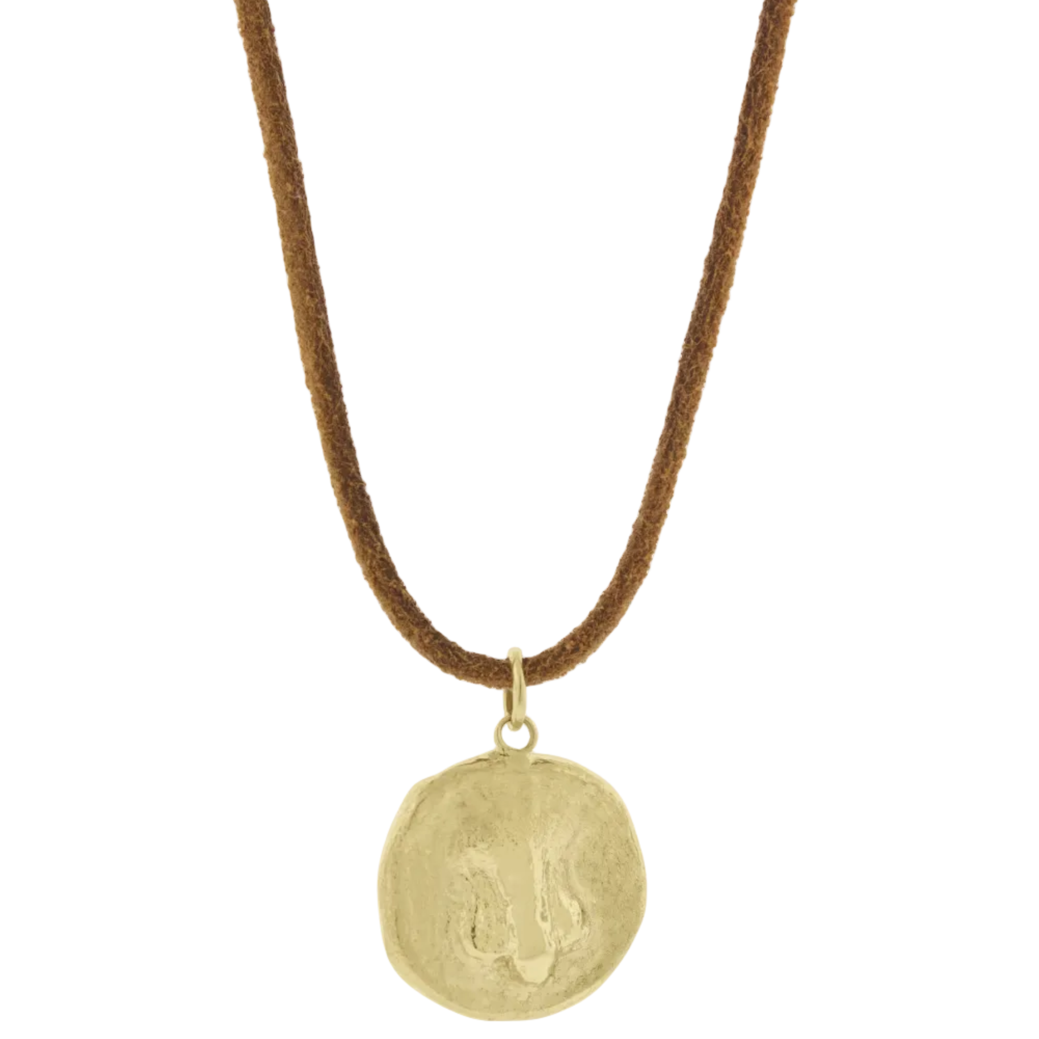 LUIS MORAIS 14k yellow pendant coin medallion pendant with relief symbol. Leather cord necklace sold separately.