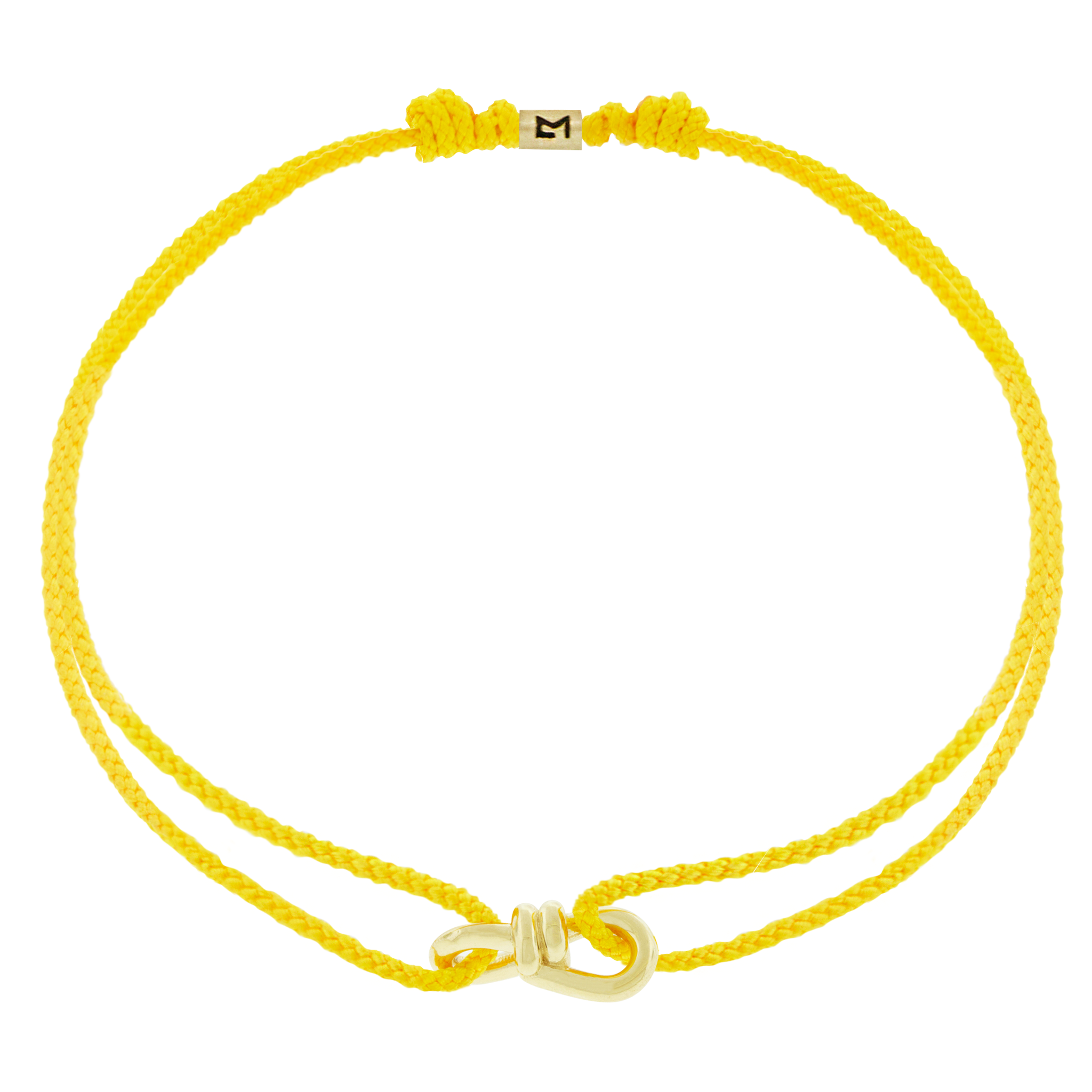 LUIS MORAIS 14k yellow gold large twisted wire knot on a thick cord bracelet. 