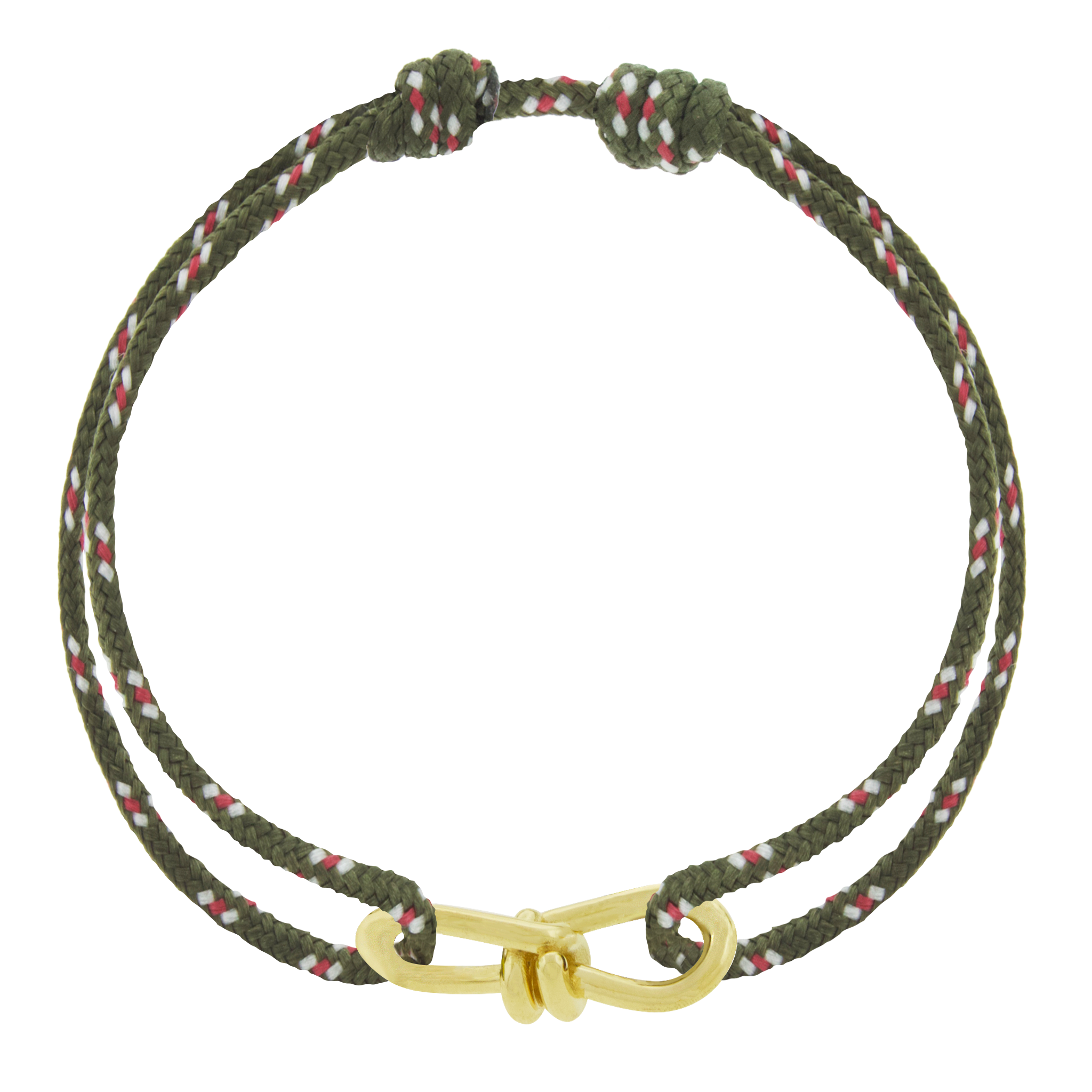 LUIS MORAIS 14k yellow gold large twisted wire knot on a thick cord bracelet.