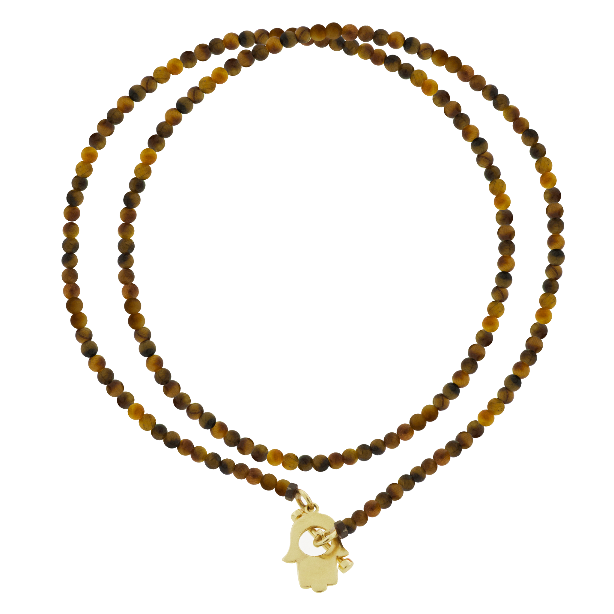 LUIS MORAIS 14k yellow gold symbol toggle clasp on a double-wrap Cat Eye beaded bracelet.