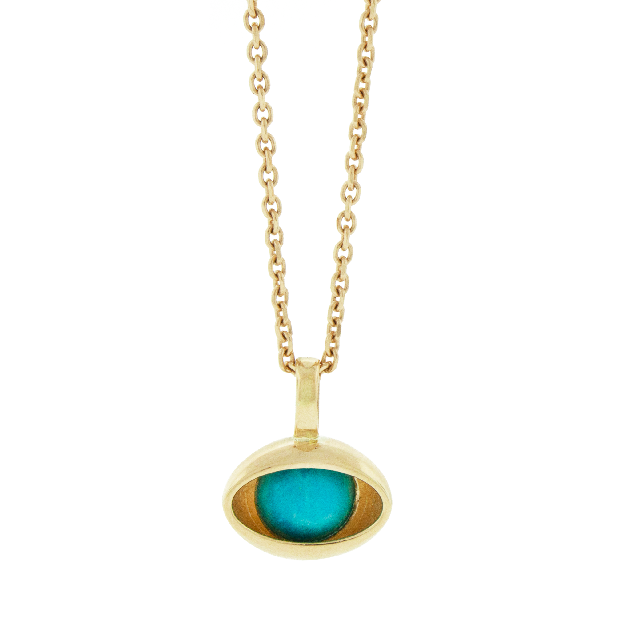 LUIS MORAIS 14k yellow gold double-sided 3D gemstone eye pendant. Chain sold separately. 