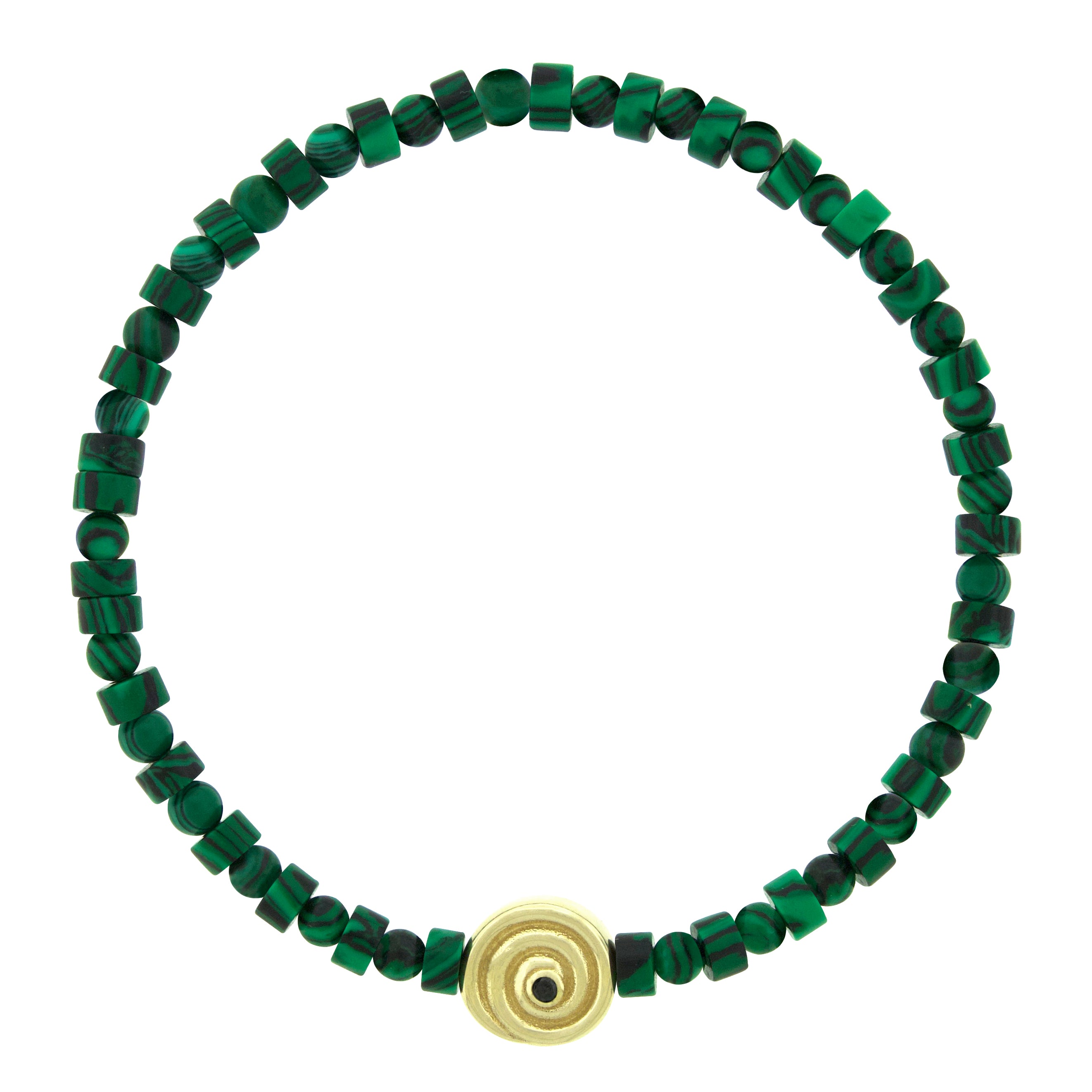 Black Diamond Spiral on Malachite Beaded Bracelet