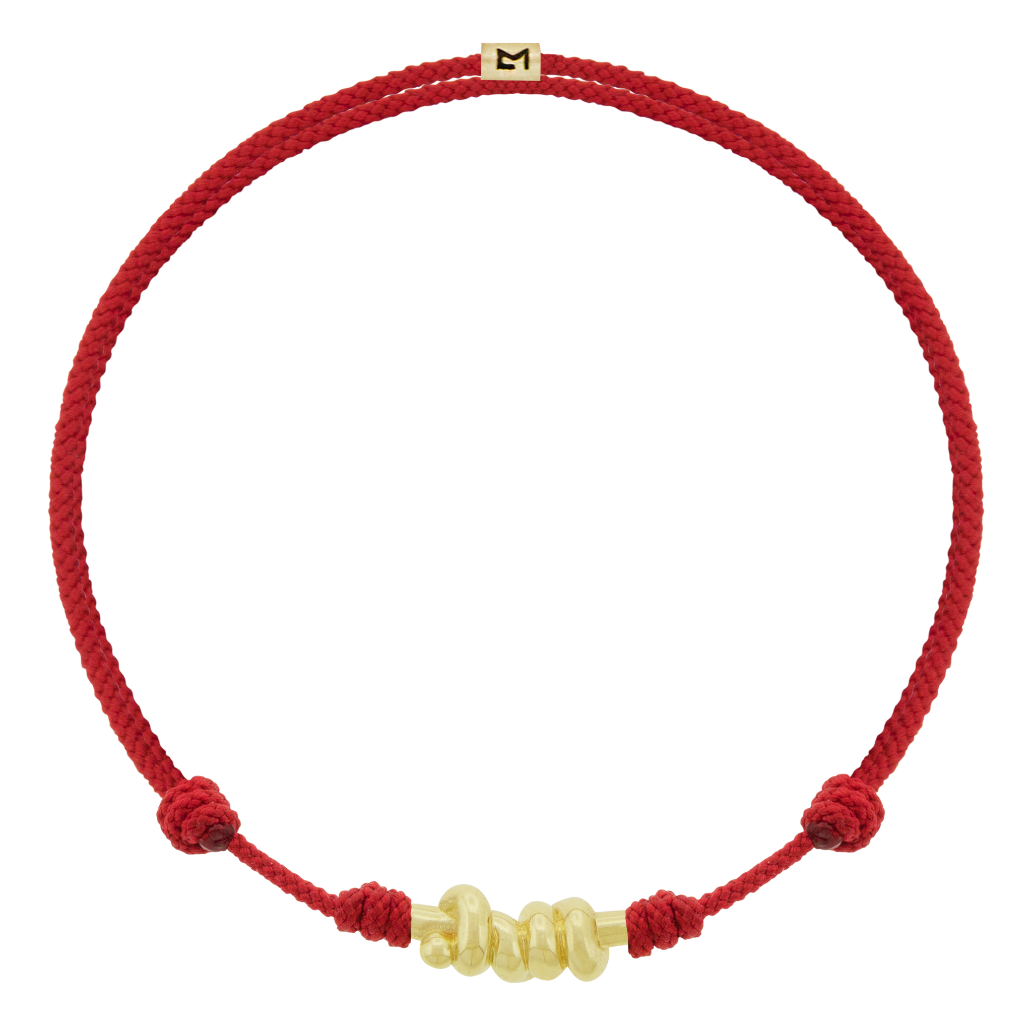 LUIS MORAIS 14k yellow gold Entangled Knot on an adjustable cord bracelet. This bracelet features an entangled knot, symbolizing the interconnectedness of life, love, and destiny. The design represents how our paths, though complex, are ultimately bound together in a shared journey. A meaningful reminder of the strength found in togetherness the bonds that hold us together.