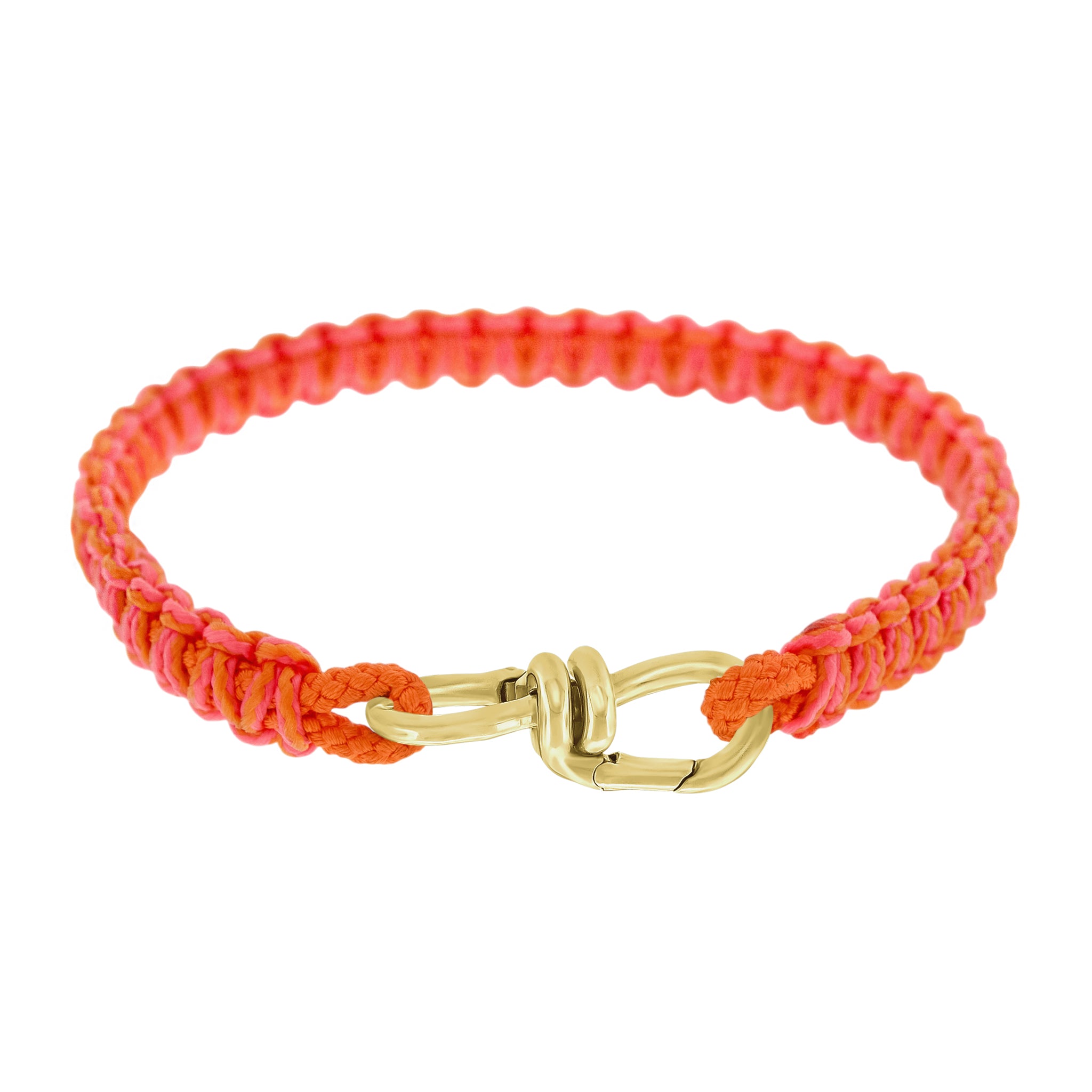 LUIS MORAIS 14k yellow gold wire link clasp on a braided cord bracelet. 