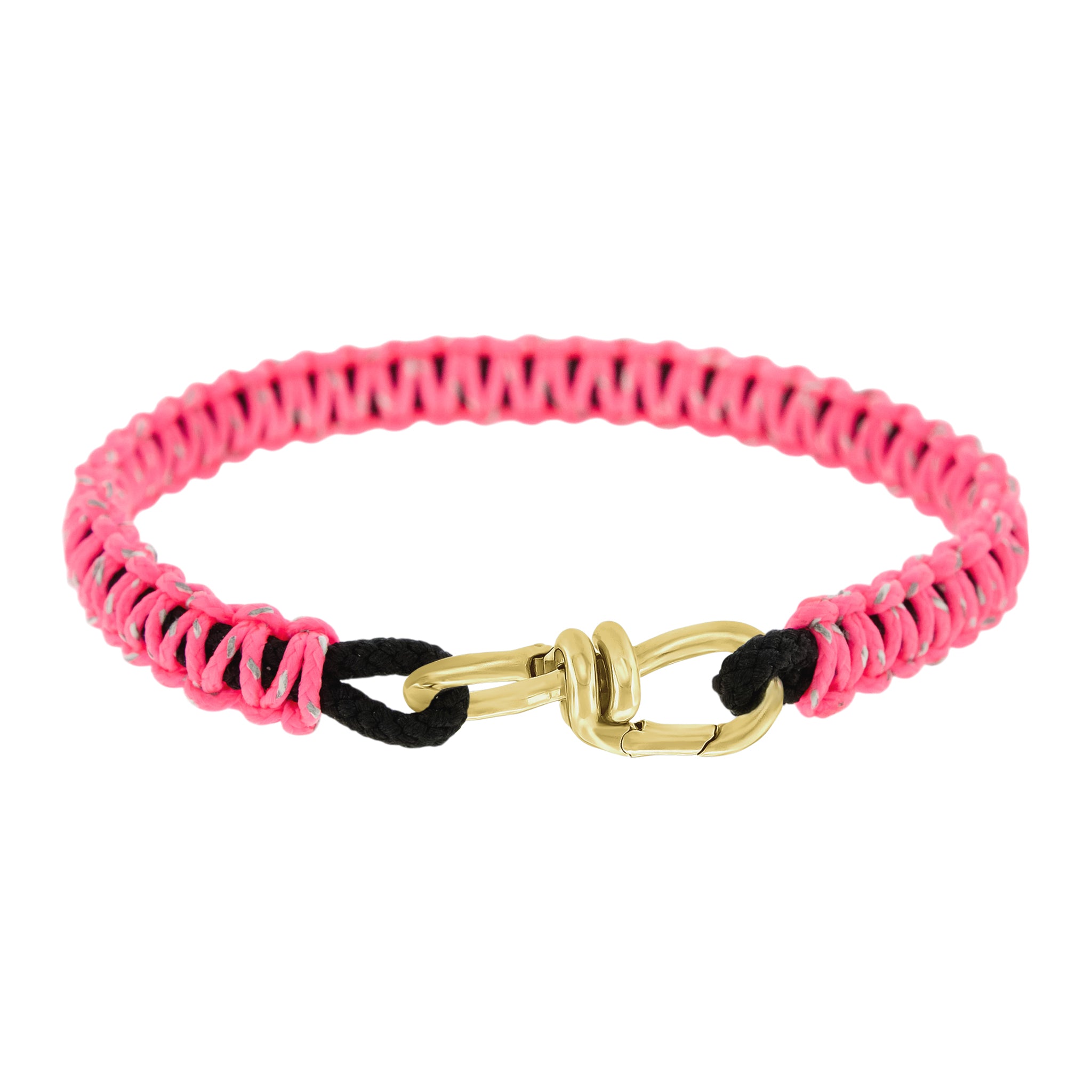 LUIS MORAIS 14k yellow gold wire link clasp on a braided cord bracelet. 