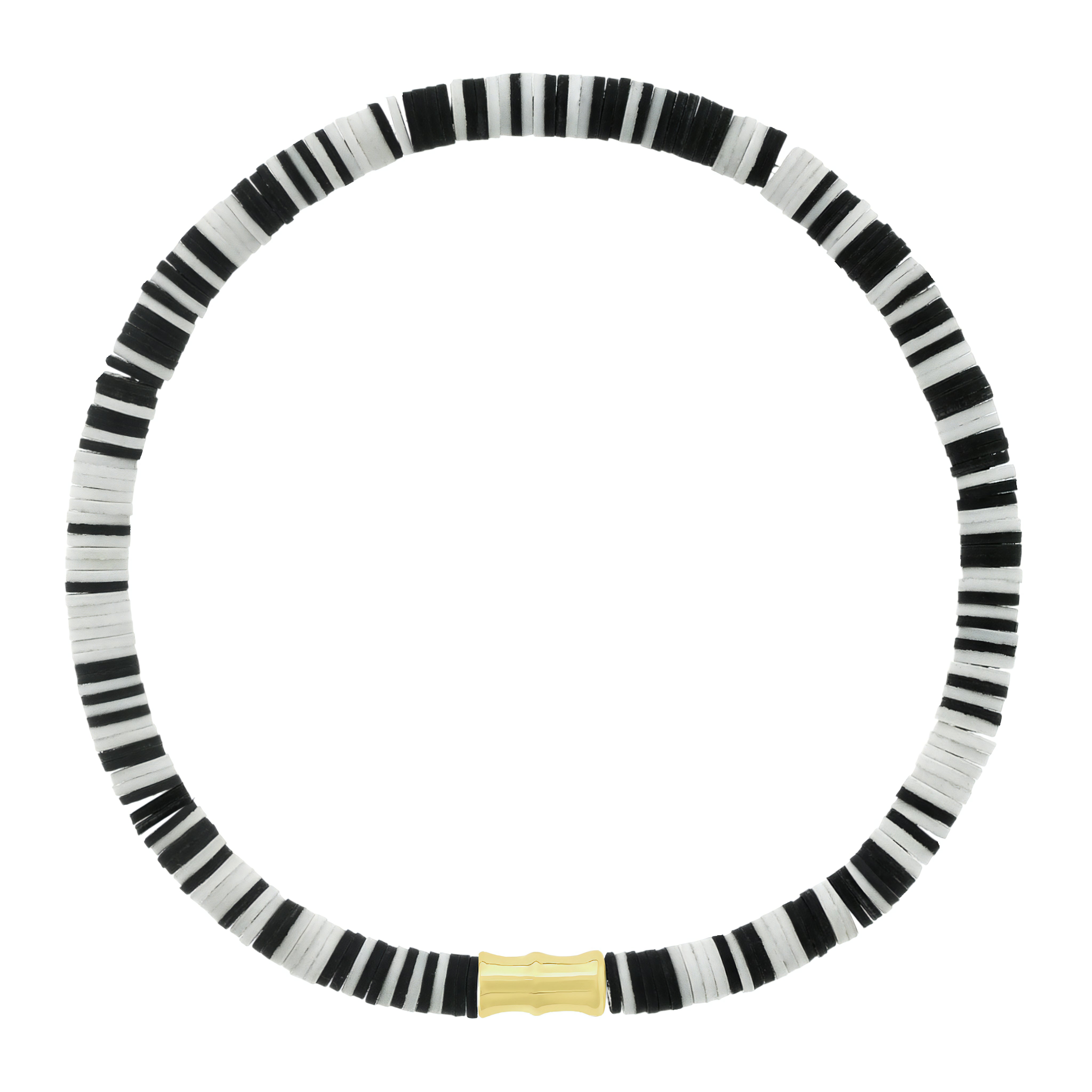Bamboo Tube on B&W Vinyl Bead Bracelet