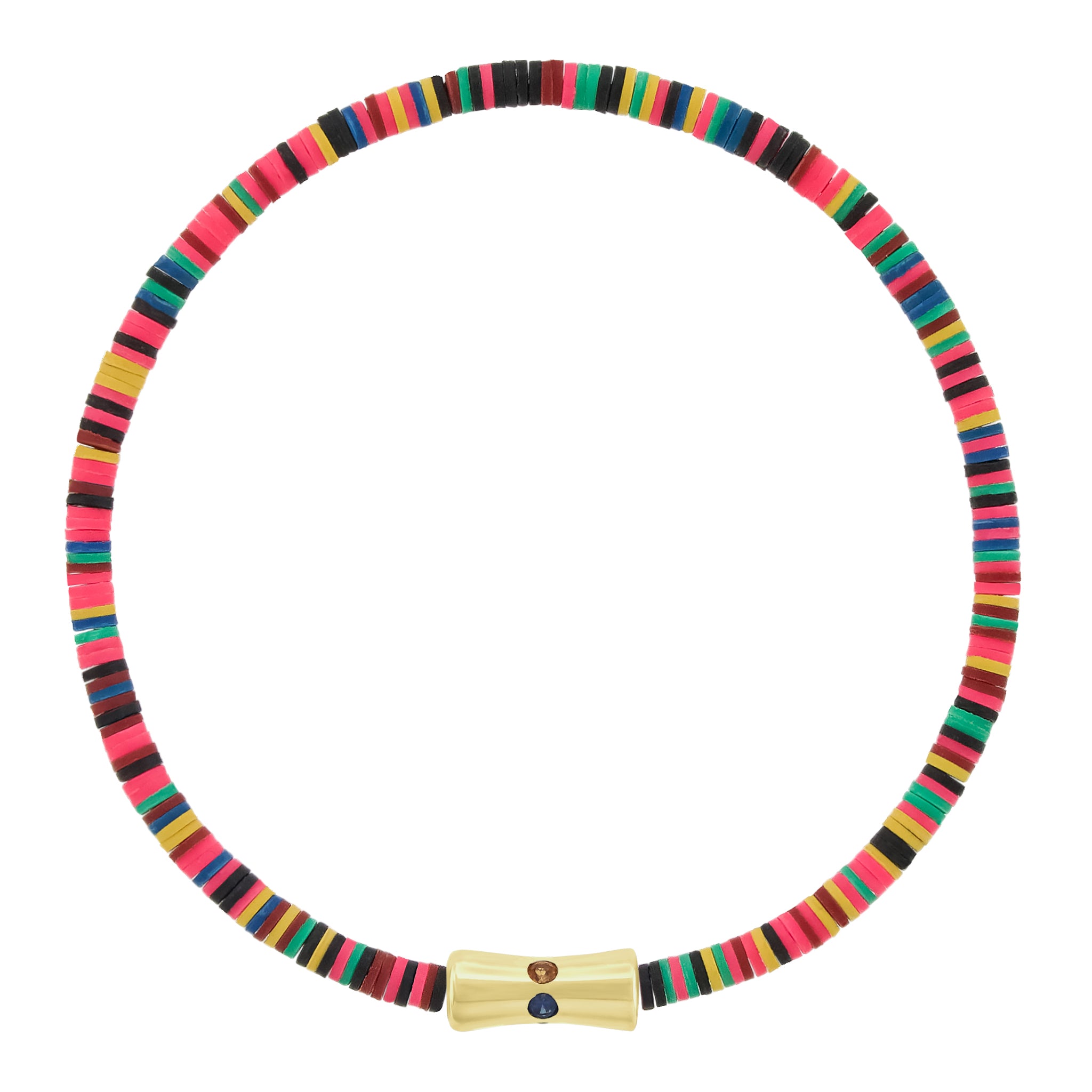 Rainbow Sapphire Sheath Tube on Vinyl Beaded Bracelet