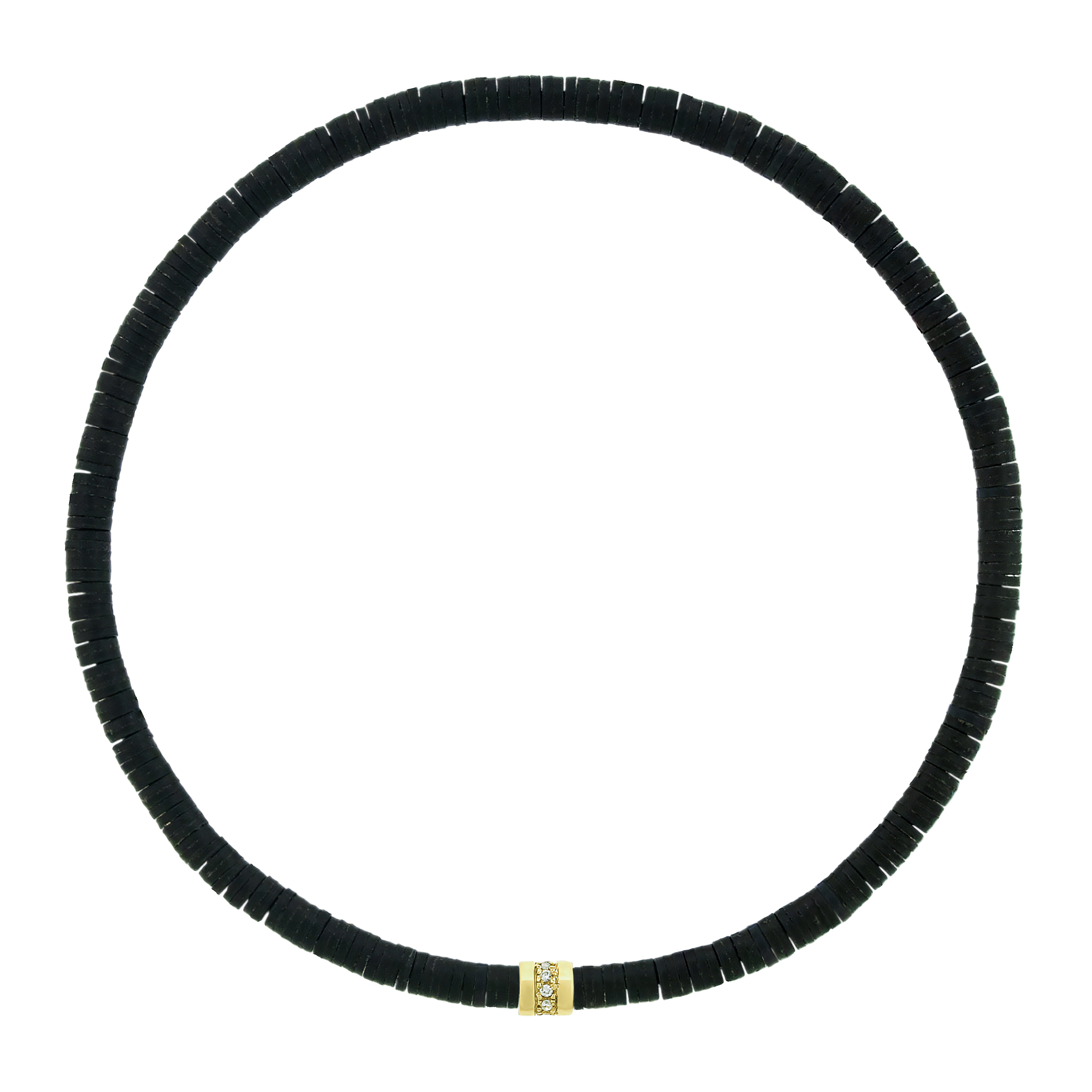 WHITE DIAMOND SHORT ROLL ON BLACK VINYL BEADED BRACELET