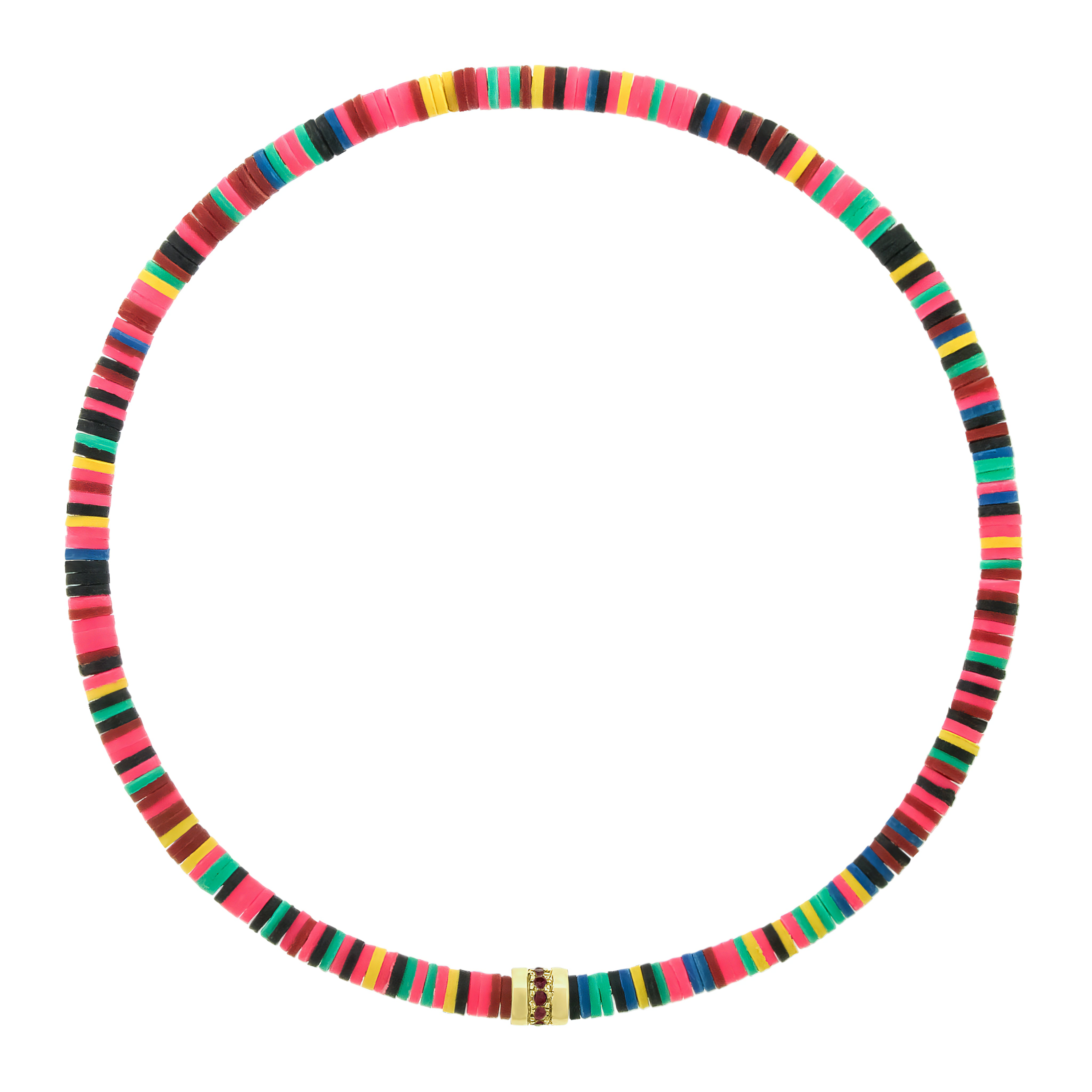 Ruby Short Roll on a Multi Color Vinyl Beaded Bracelet