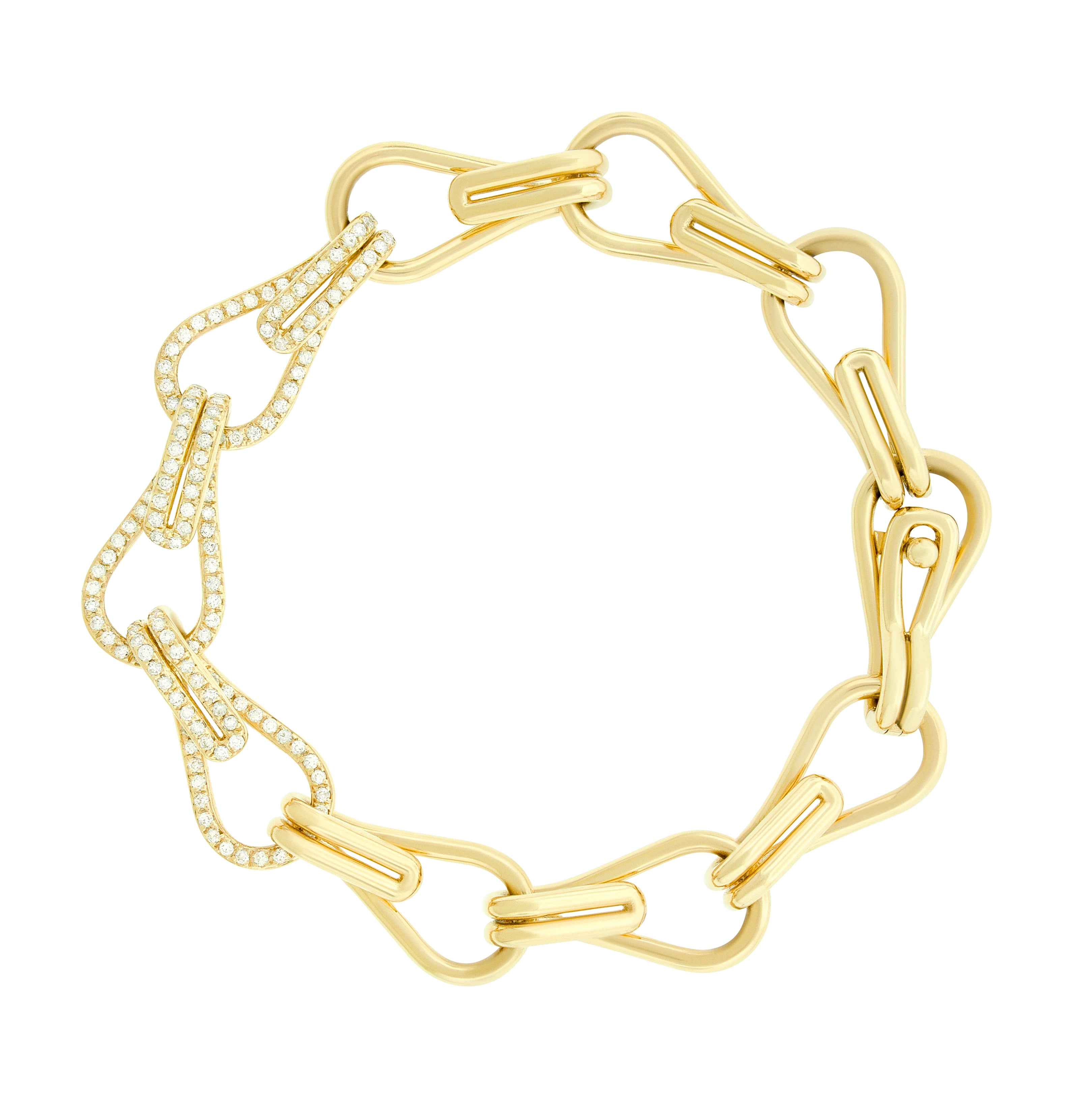 Gold chain bracelet on a white background