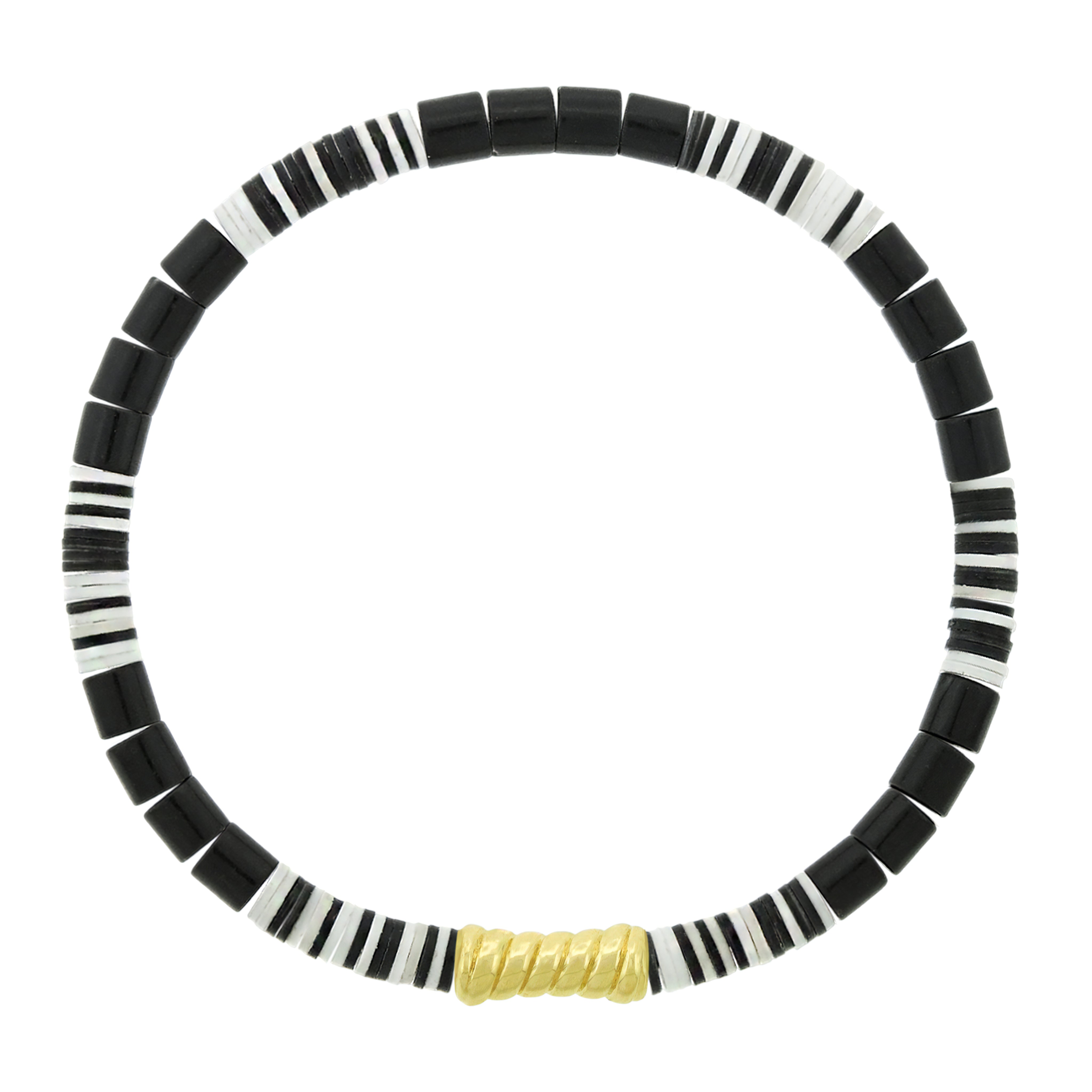 LUIS MORAIS 14k yellow gold swirl bamboo bead on a gemstone and vinyl bead bracelet.