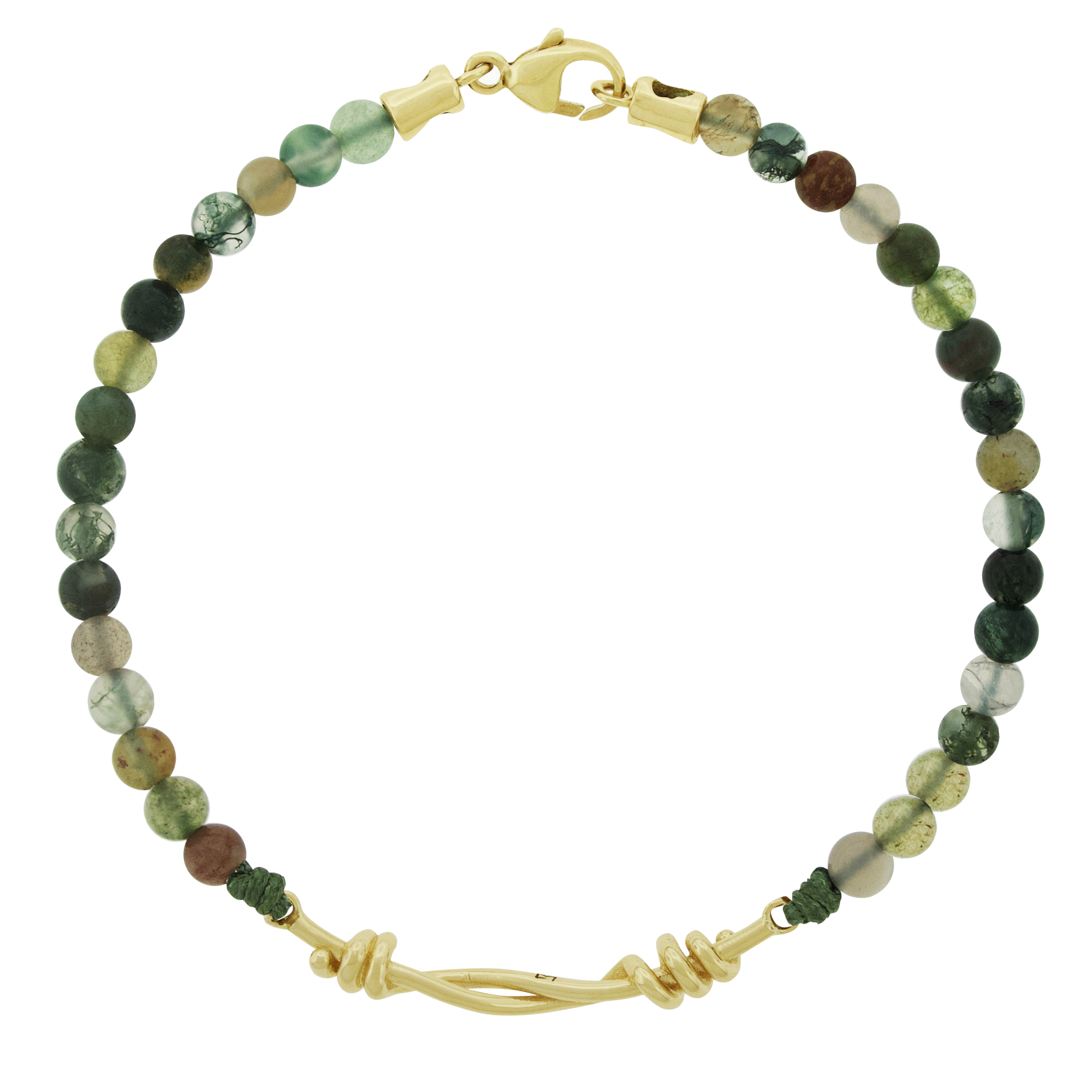 LUIS MORAIS 14K yellow gold Twisted Double-Knot on a gemstone beaded bracelet with lobster clasp closure.