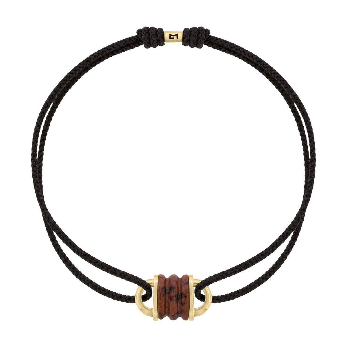 Mahogany Obsidian Padlock on a Black Cord Bracelet