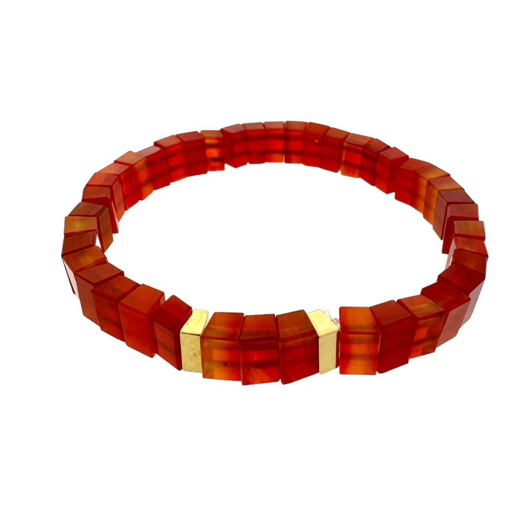 LUIS MORAIS Carnelian beaded bracelet, featuring two 14k yellow gold beads.