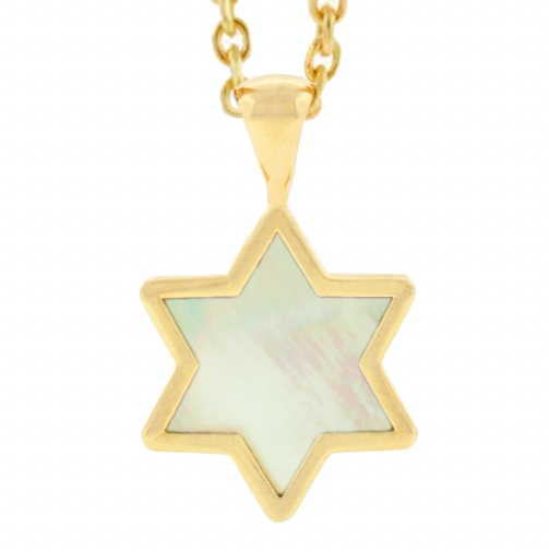 LUIS MORAIS 14K yellow gold Star of David pendant with framed gold mother-of-pearl. Chain sold separately.