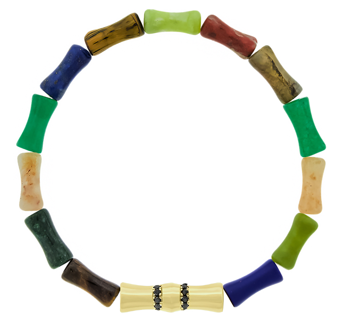 DOUBLE SHEATH WITH BLACK DIAMONDS ON MULTI GEMSTONE BRACELET