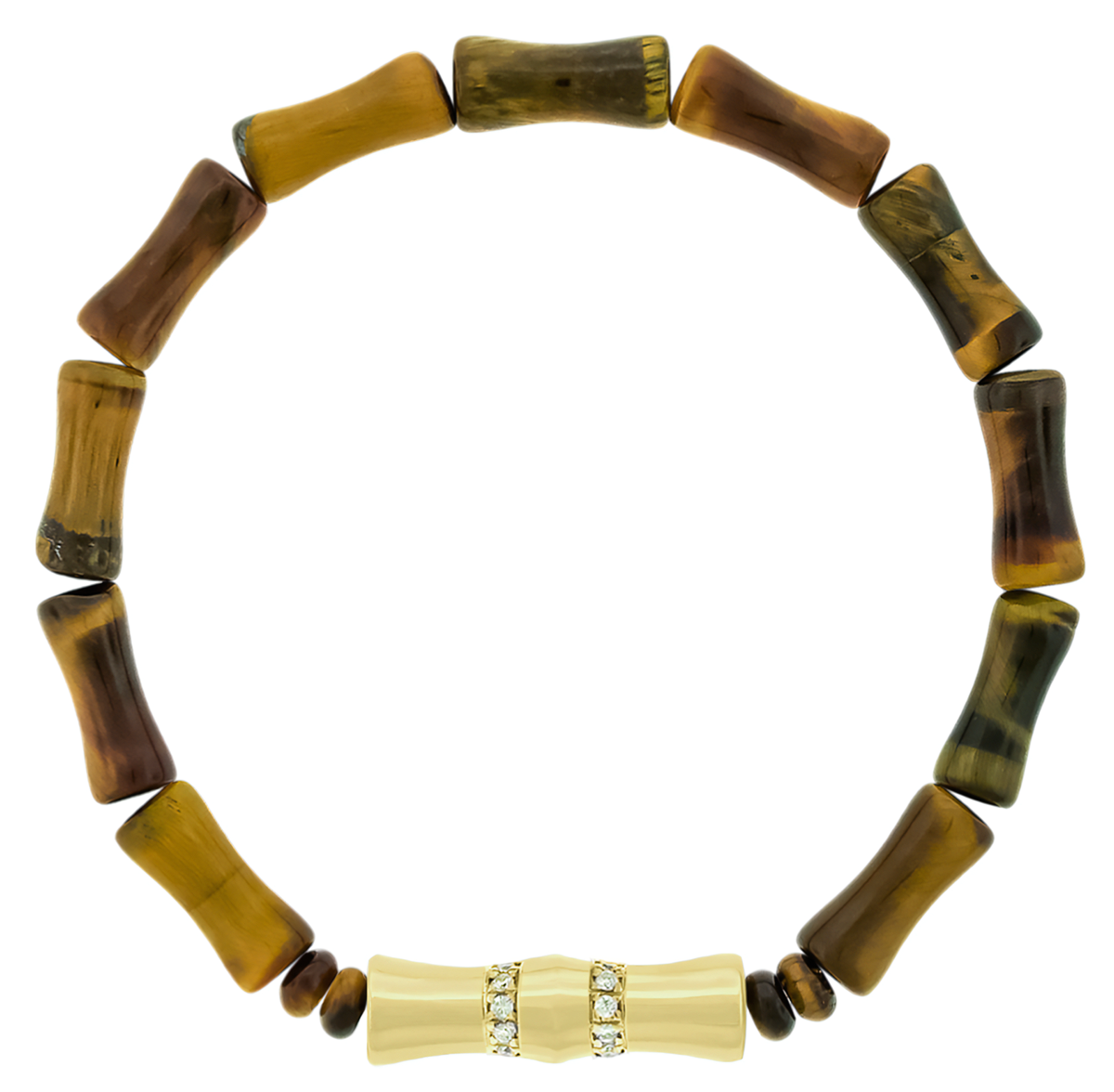 DOUBLE SHEATH WITH WHITE DIAMONDS ON A TIGERS EYE BEADED BRACELET