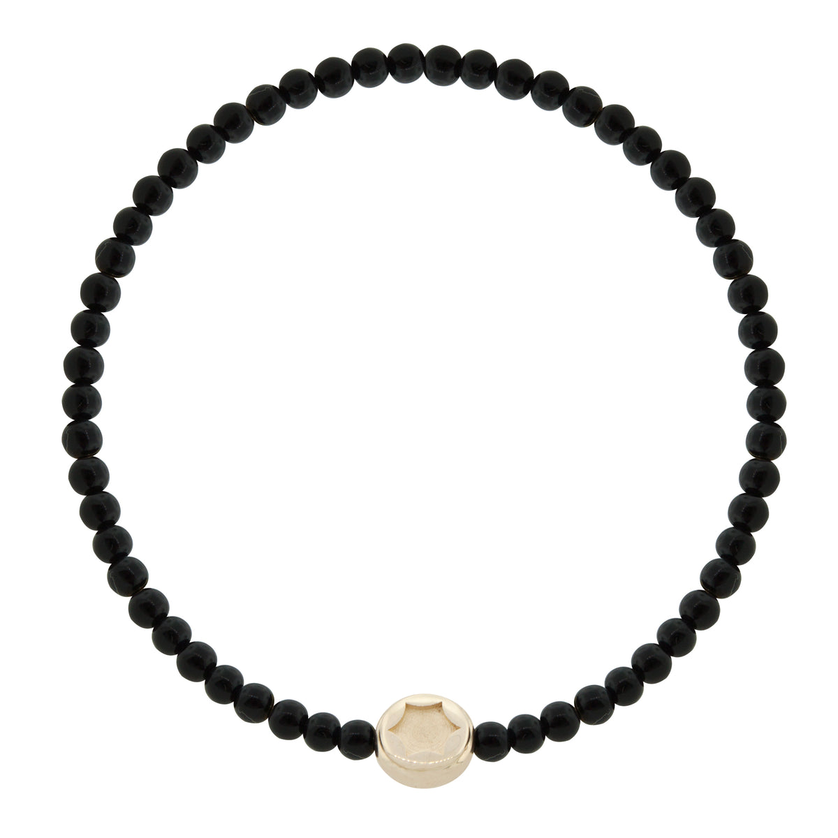 Sport the tools of the trade with this LUIS MORAIS 14K yellow gold small screw head disk on a gemstone beaded bracelet.