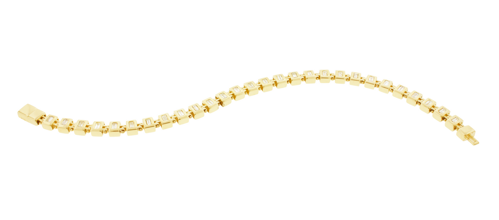 Gold Ingot Link Bracelet with Diamonds