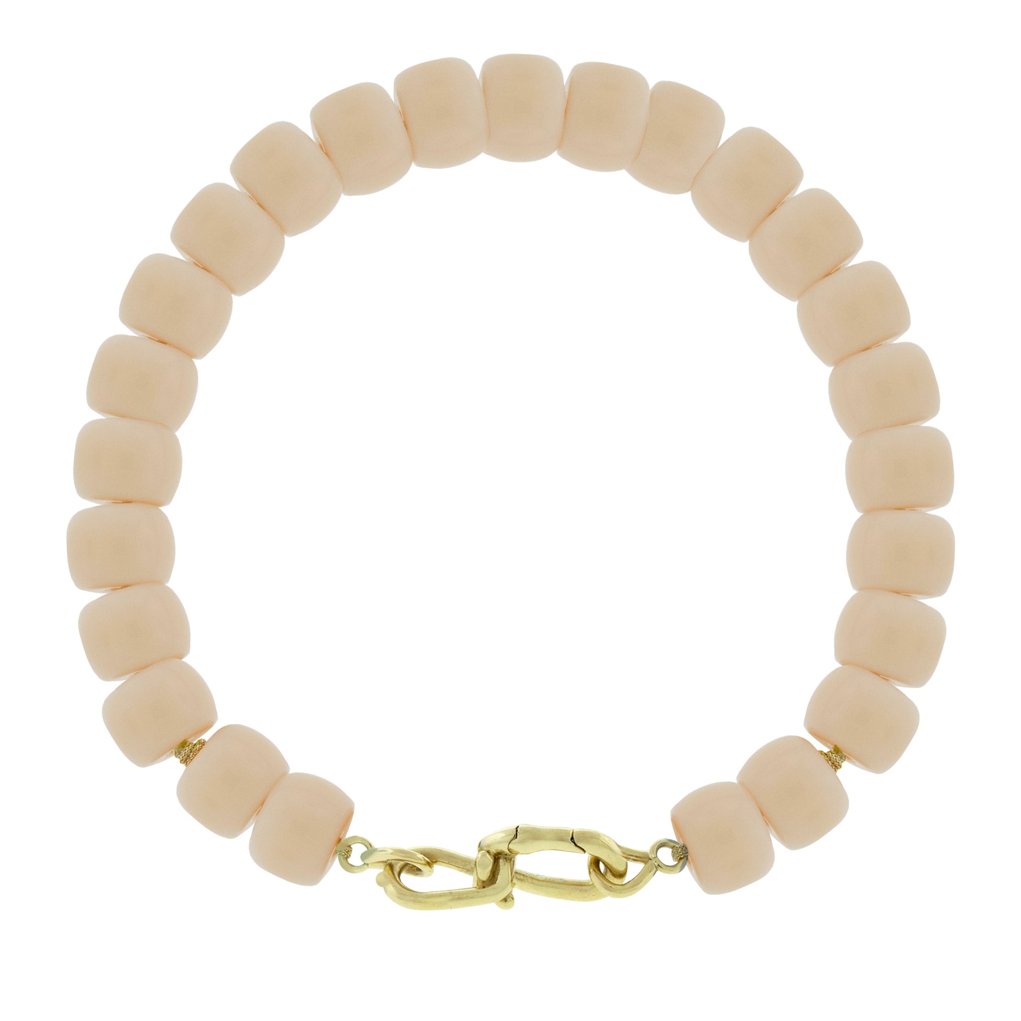 LUIS MORAIS 14k yellow gold wire clasp on a glass beaded bracelet.