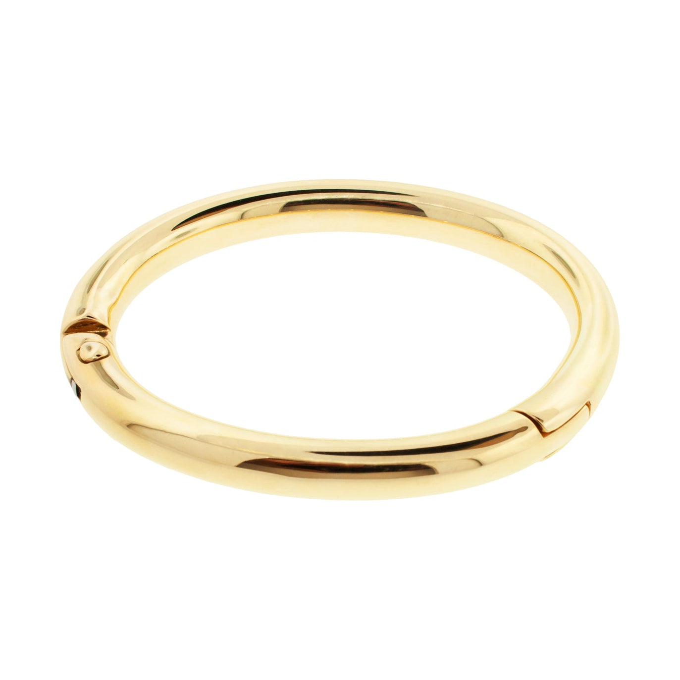 LUIS MORAIS 18K polished yellow gold Carabiner bangle bracelet with hinge closure. Width: 8mm
