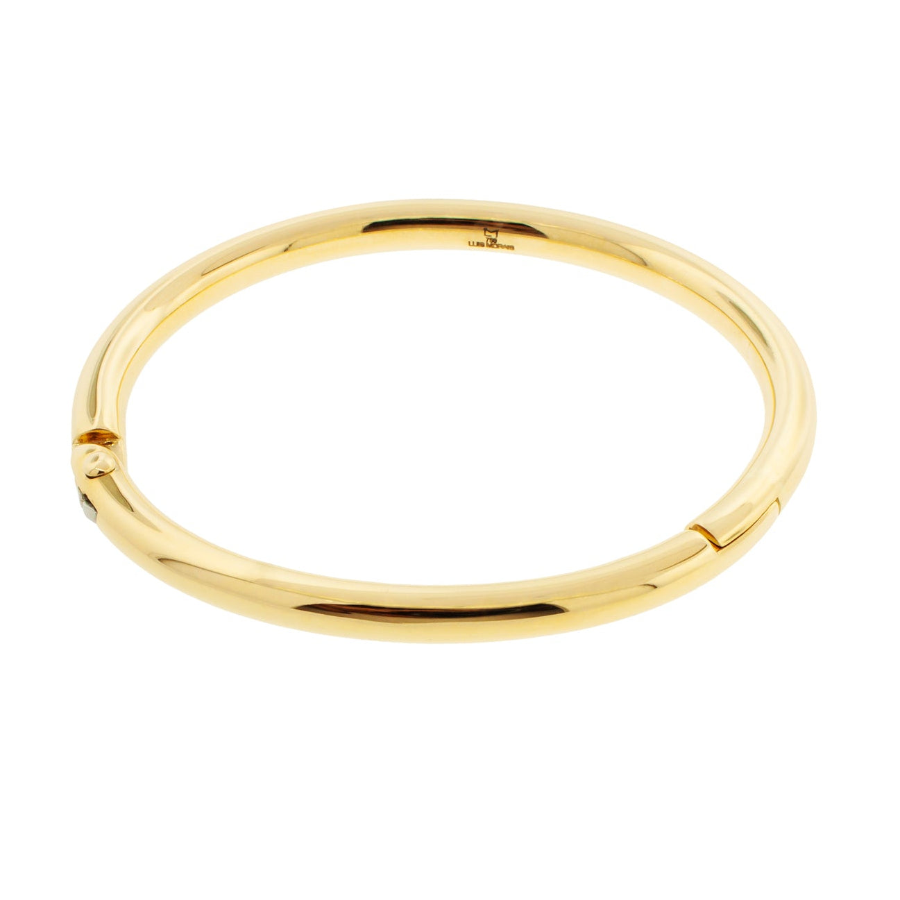 LUIS MORAIS 18K polished yellow gold Carabiner bangle bracelet with hinge closure Width: 5mm