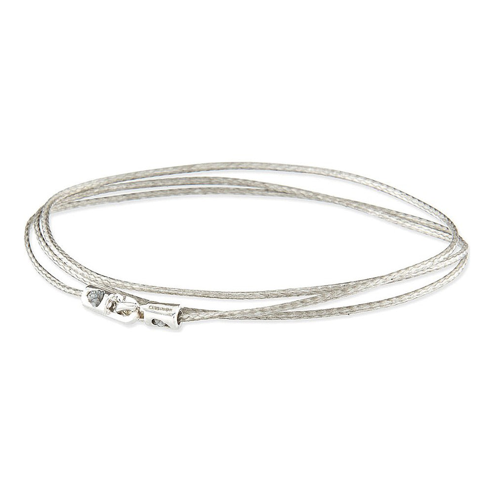 LUIS MORAIS 14k White Gold Clasp On Triple Wrap Maritime Nylon Cord Bracelet.
