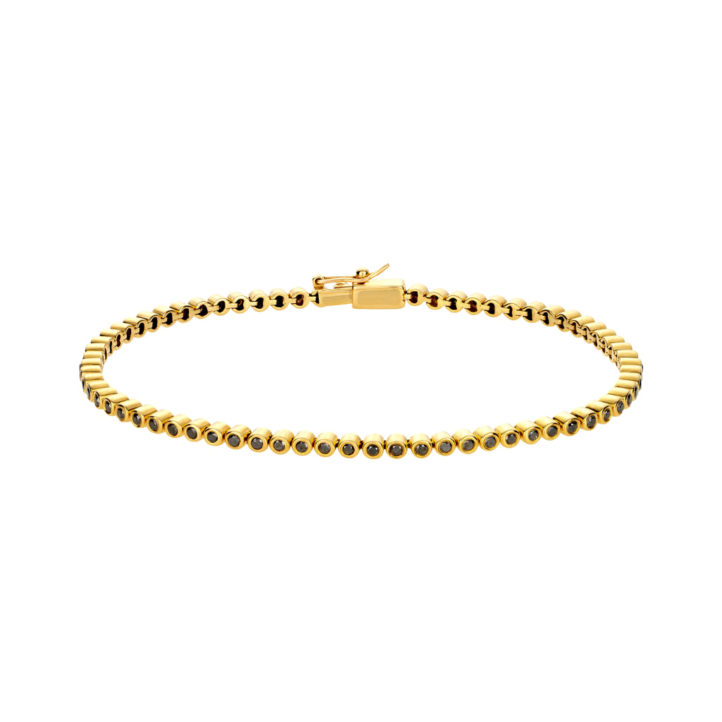 <p>LUIS MORAIS 14K yellow gold tennis bracelet with black diamonds.</p> <ul> <li></li> </ul>