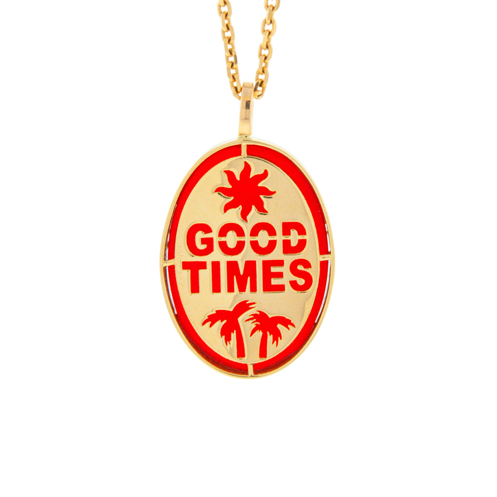 LUIS MORAIS 14K Yellow Gold 'The Good Times' Medallion with Carnelian Backing