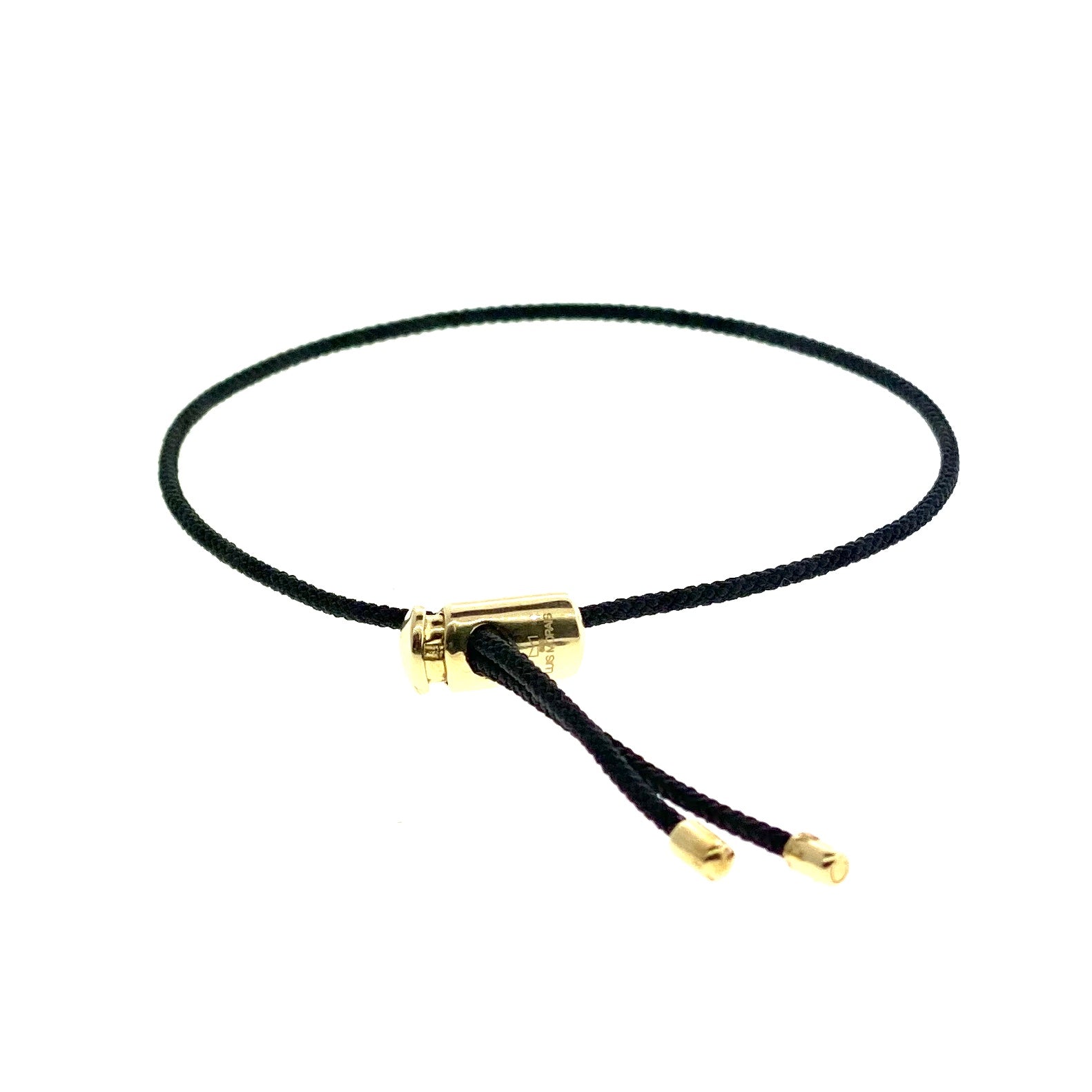 LUIS MORAIS 14K yellow gold push cord bracelet with bullet tip ends. Adjustable.