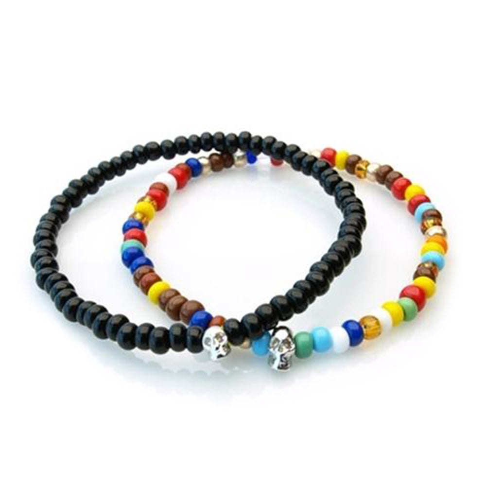 Mini bracelet tête de mort en or blanc