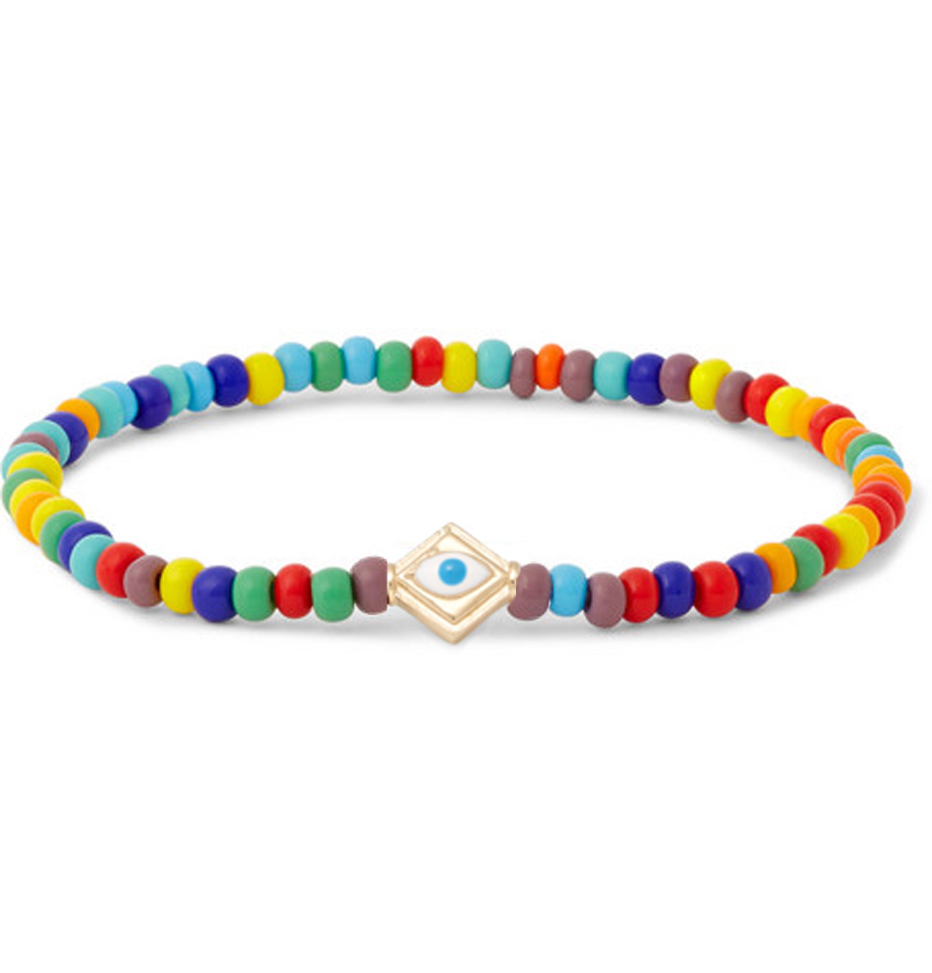 Gold Enameled Protection Eye Lozenge Bracelet