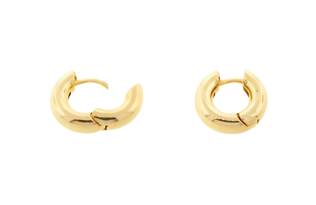 LUIS MORAIS 14K yellow gold thick huggie earrings with latch closure.