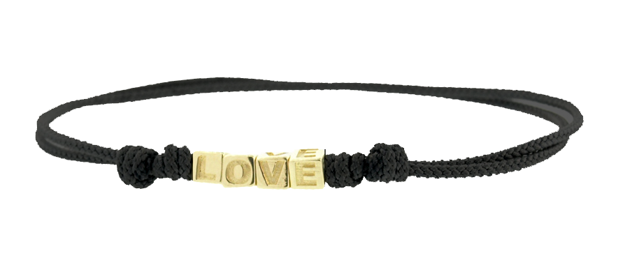 Gold LOVE Cubes On Cord Bracelet