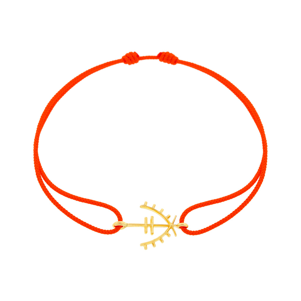 Small Moor Protection Symbol on a Tomato Cord Bracelet