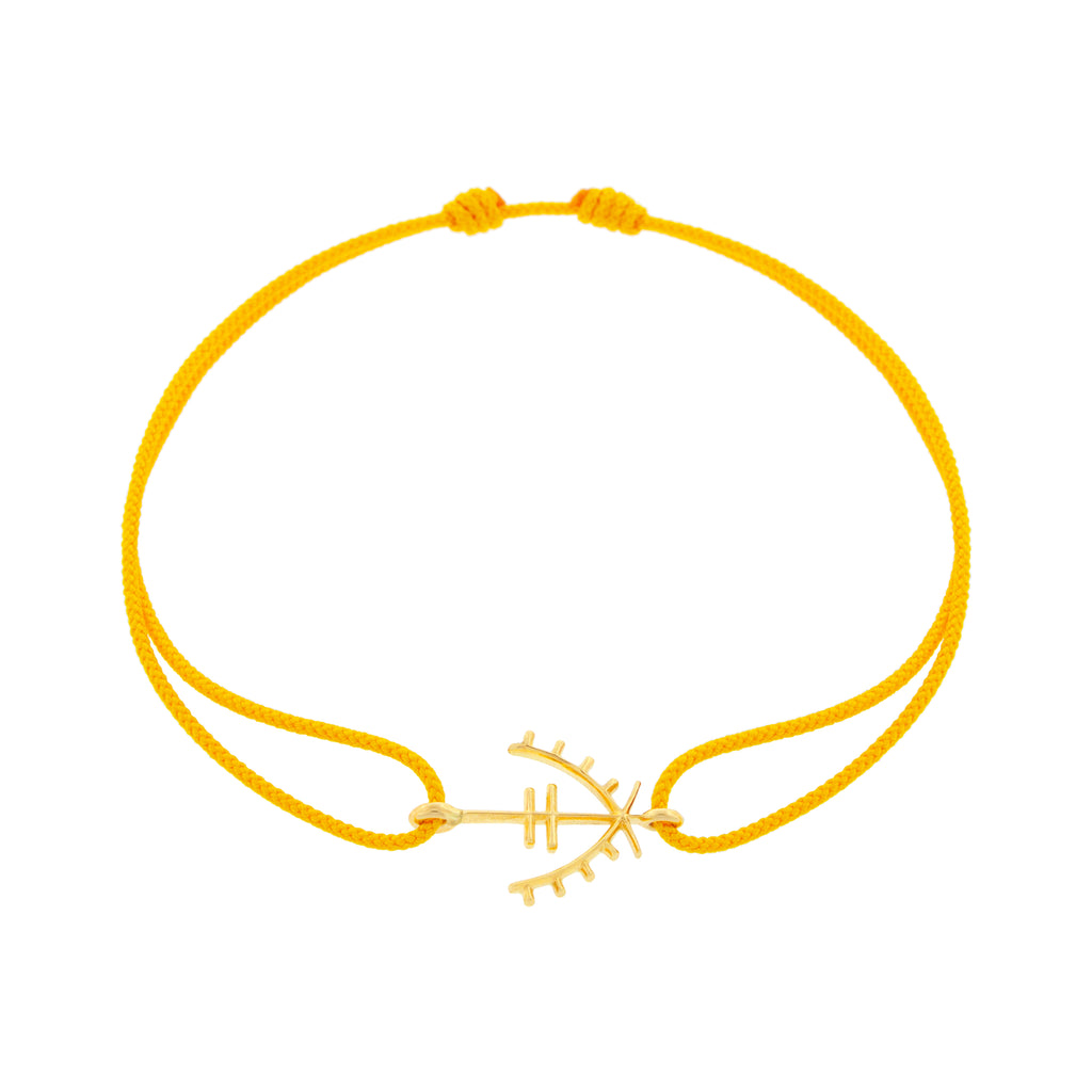 LUIS MORAIS 14K Yellow Gold Moor Protection Symbol Bead on a Yellow Cord Bracelet