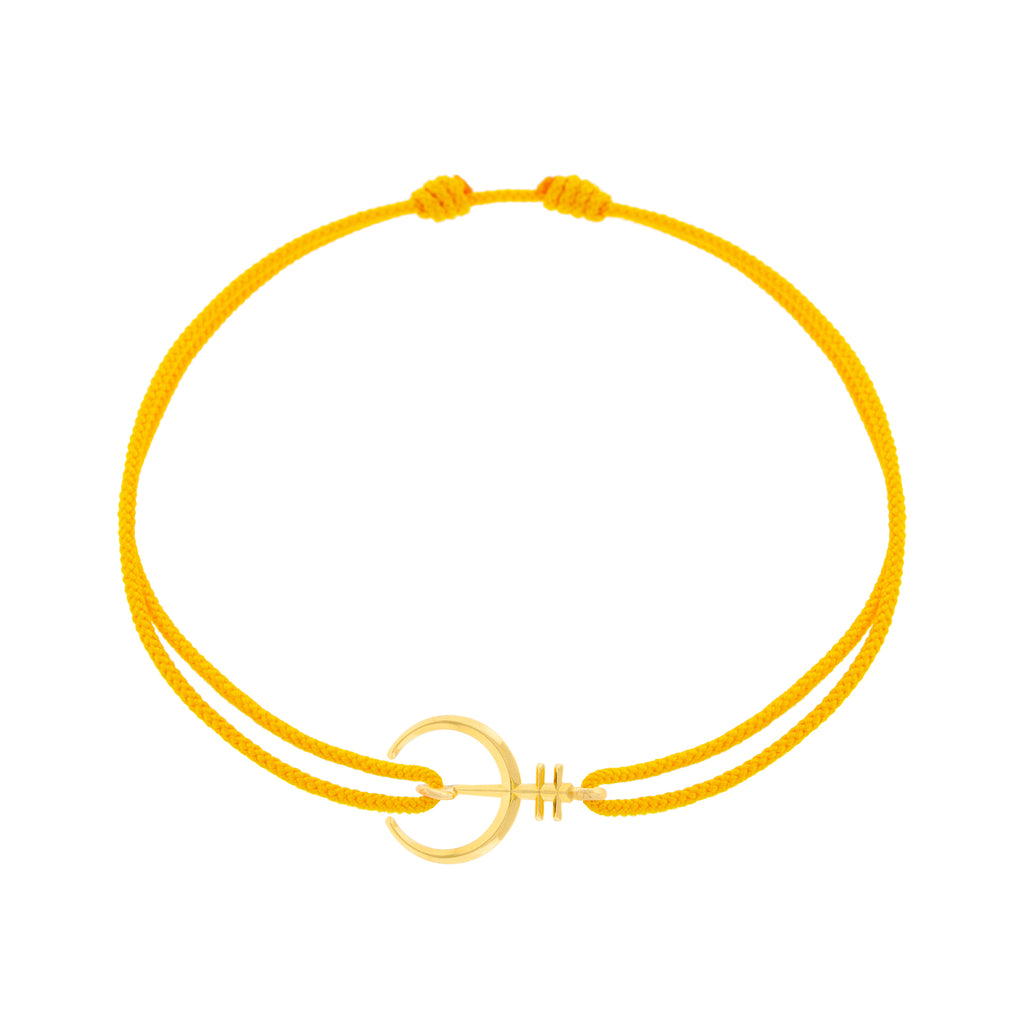 LUIS MORAIS 14K Yellow Gold Naja Protection Symbol Bead on a Yellow Cord Bracelet