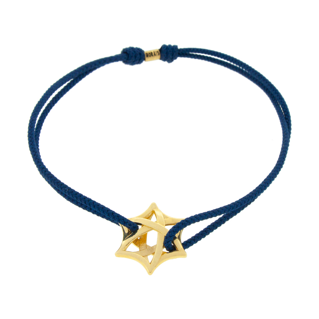 LUIS MORAIS 14K yellow gold wrapped star on a navy cord bracelet