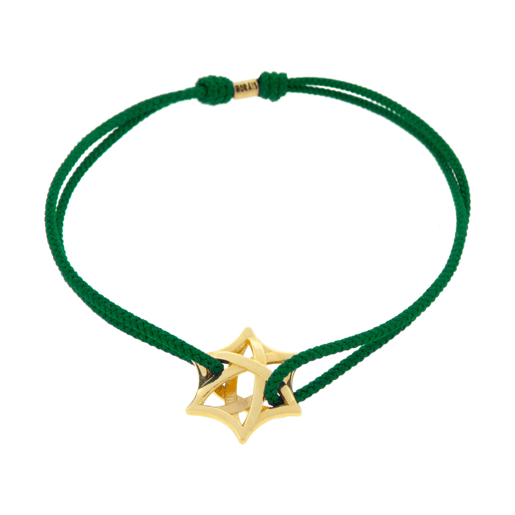 LUIS MORAIS 14K yellow gold wrapped star on an evergreen cord bracelet