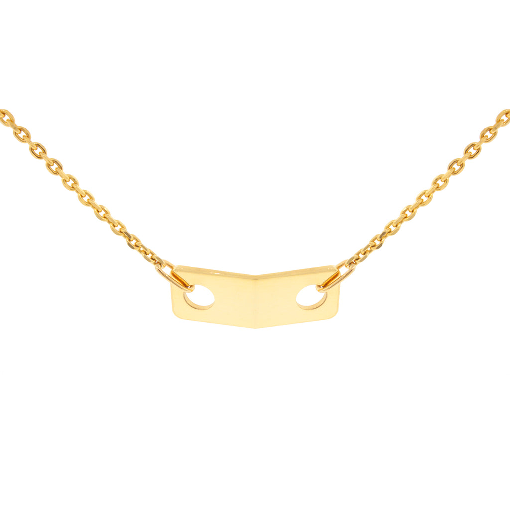 Gold Large Link ID Plate Choker Necklace
