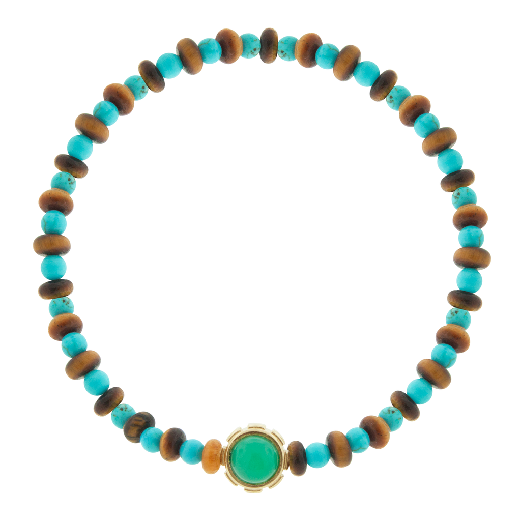 LUIS MORAIS 14kt yellow gold Light of the Majestic beaded bracelet - Green